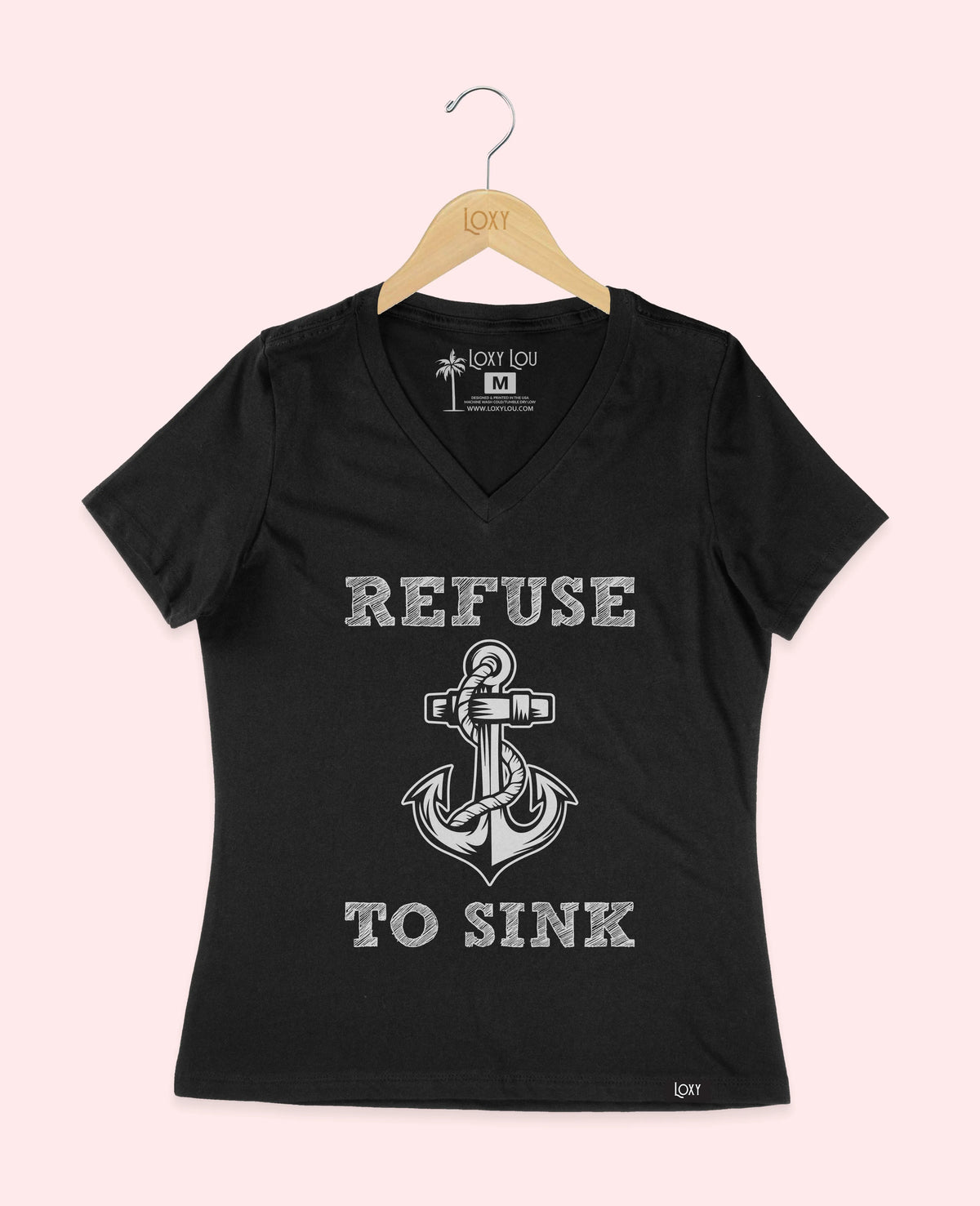 Black V-neck 6405 Refuse to Sink White.webp