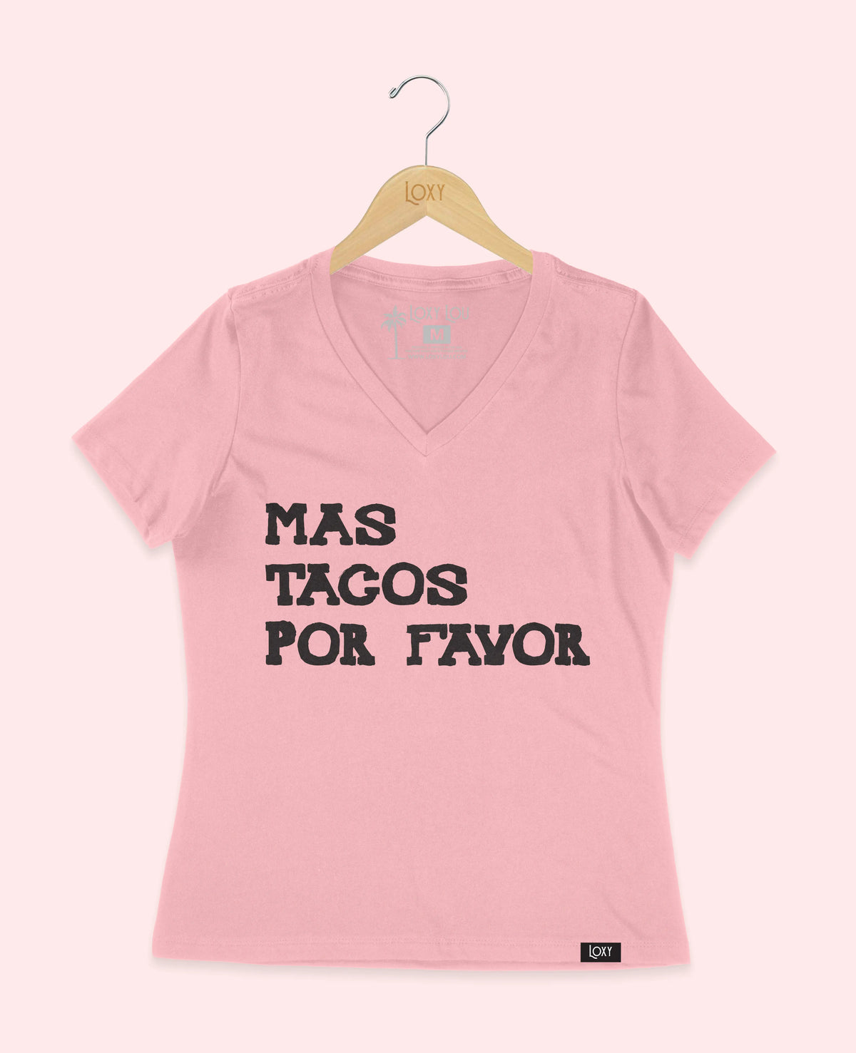 Pink V-neck 6405 Mas Tacos Por Favor - Black.webp