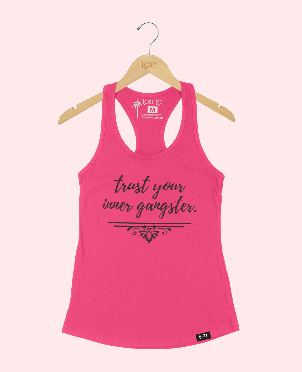 Pink Tank Top 1533 Trust Your inner Gangster - Black.webp