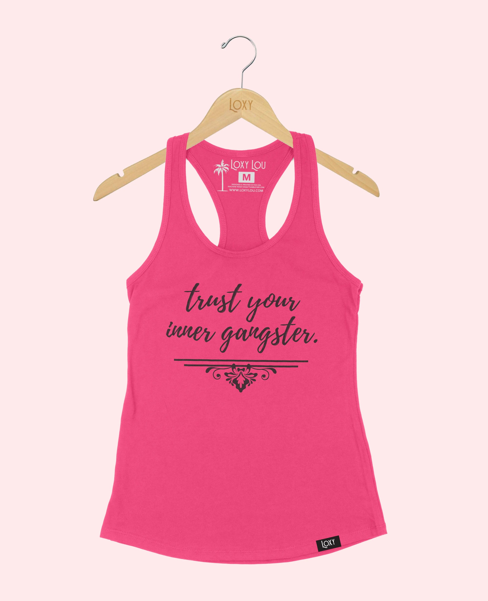 Pink Tank Top 1533 Trust Your inner Gangster - Black.webp