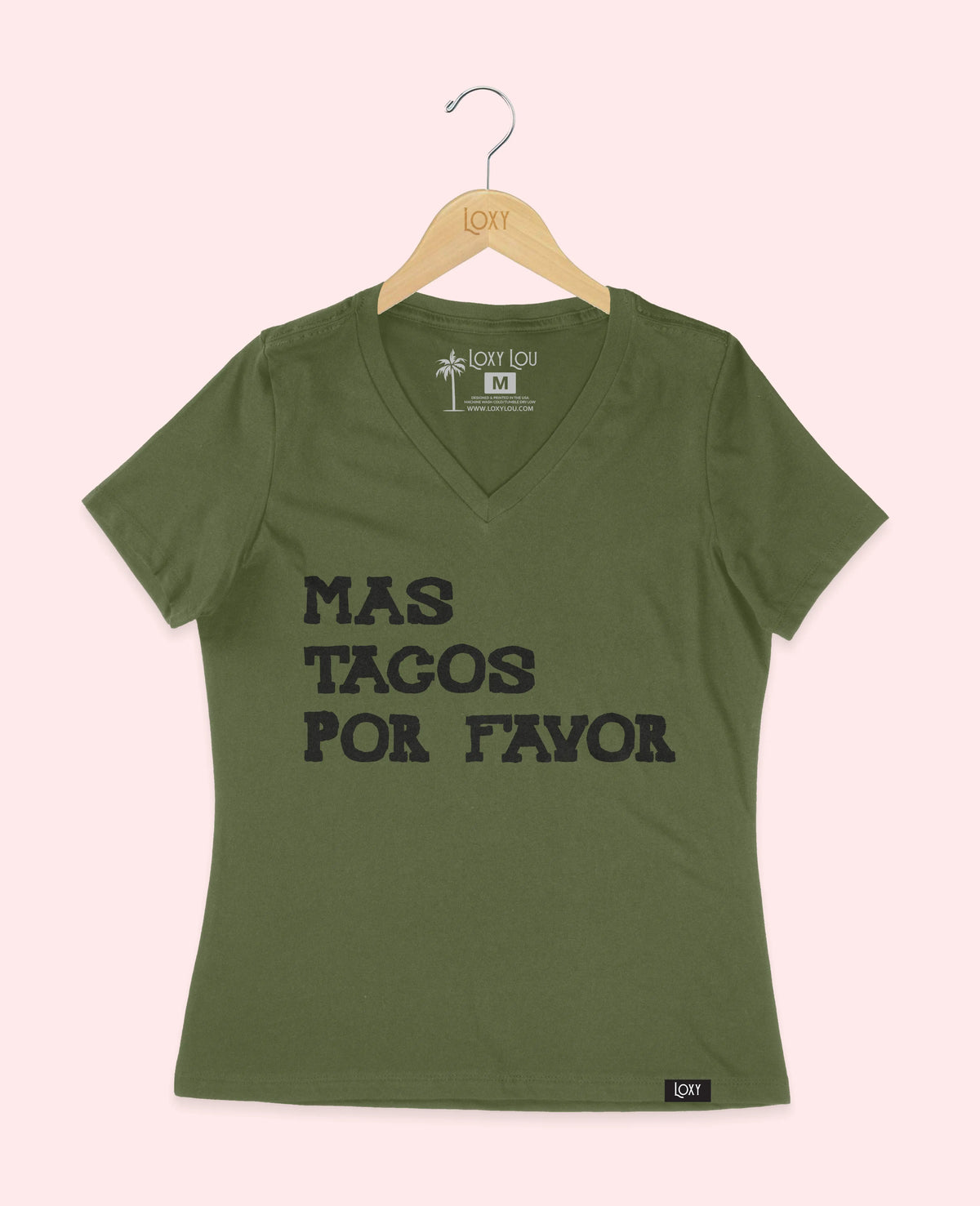 Military Green V-neck 6405 Mas Tacos Por Favor - Black.webp