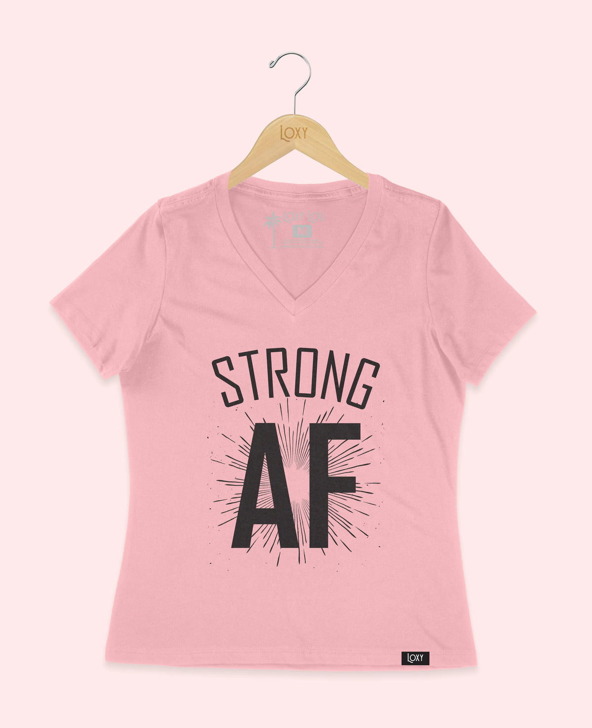 Pink V-neck 6405 Strong AF - black.webp