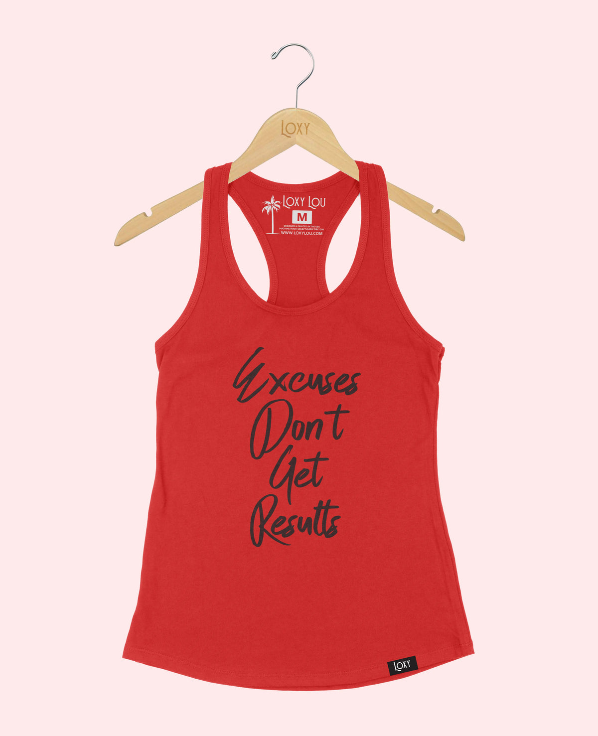 Red Tank Top 1533 Excuses Dont Get Results - White.webp