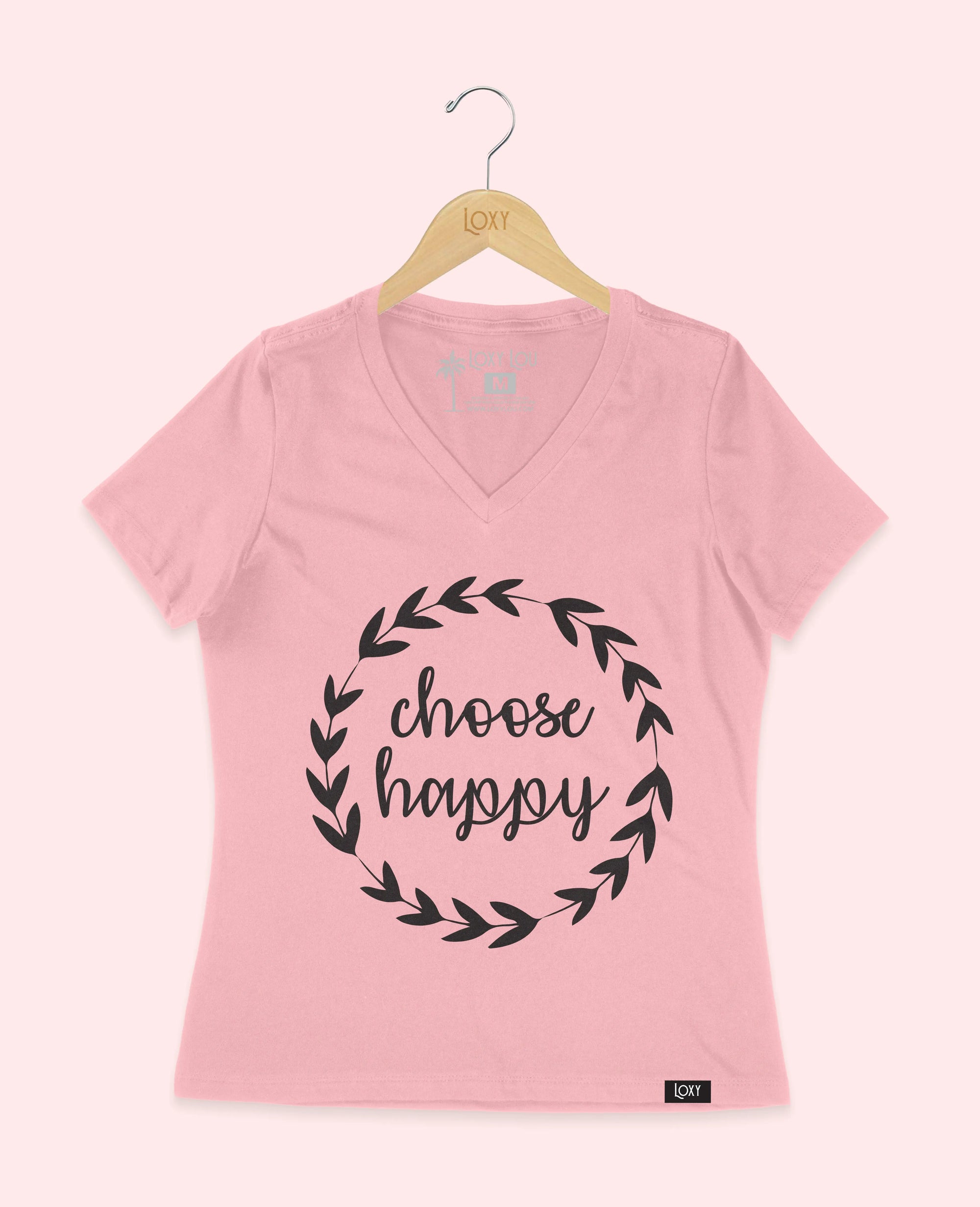 Pink V-neck 6405 Choose Happy - Black.webp