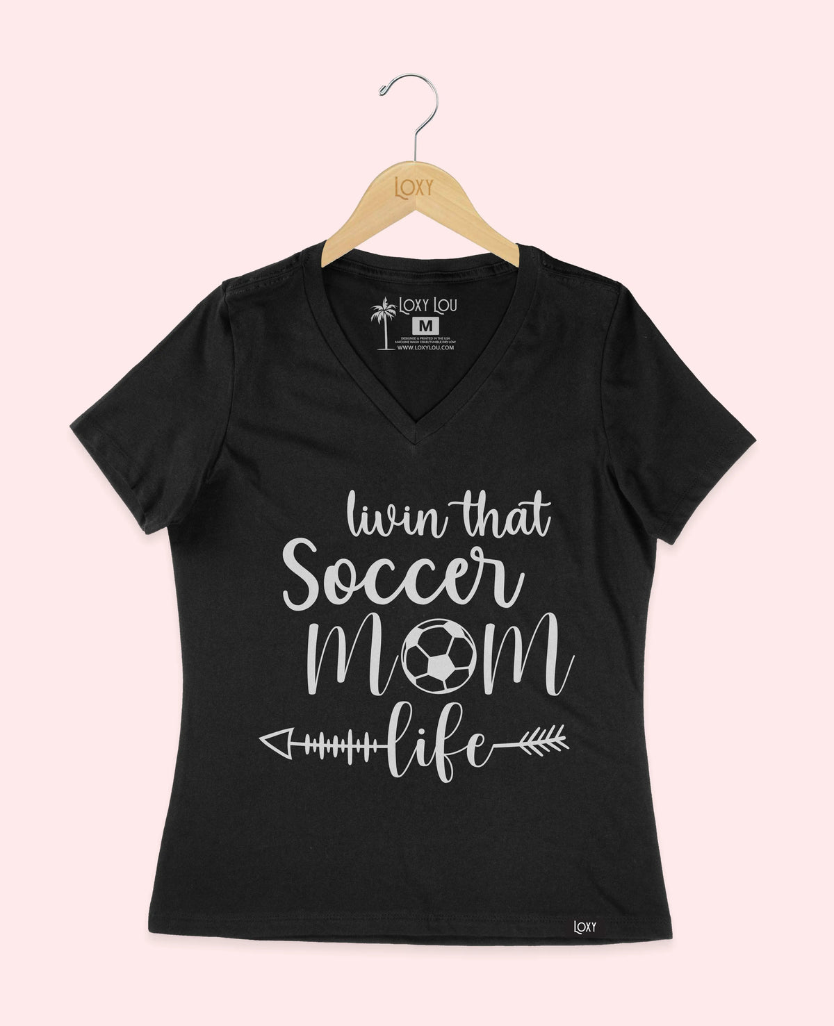 Black V-neck 6405 Soccer Mom Life - White.webp