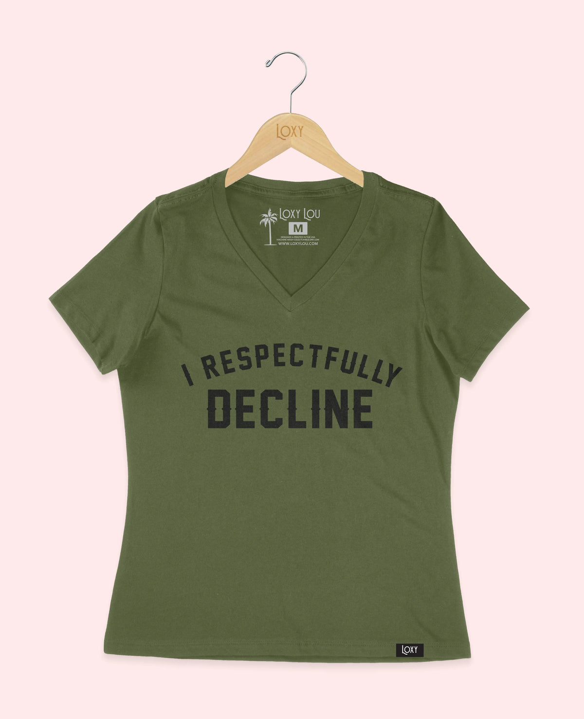 Military Green V-neck 6405 I respectfully decline - black.webp