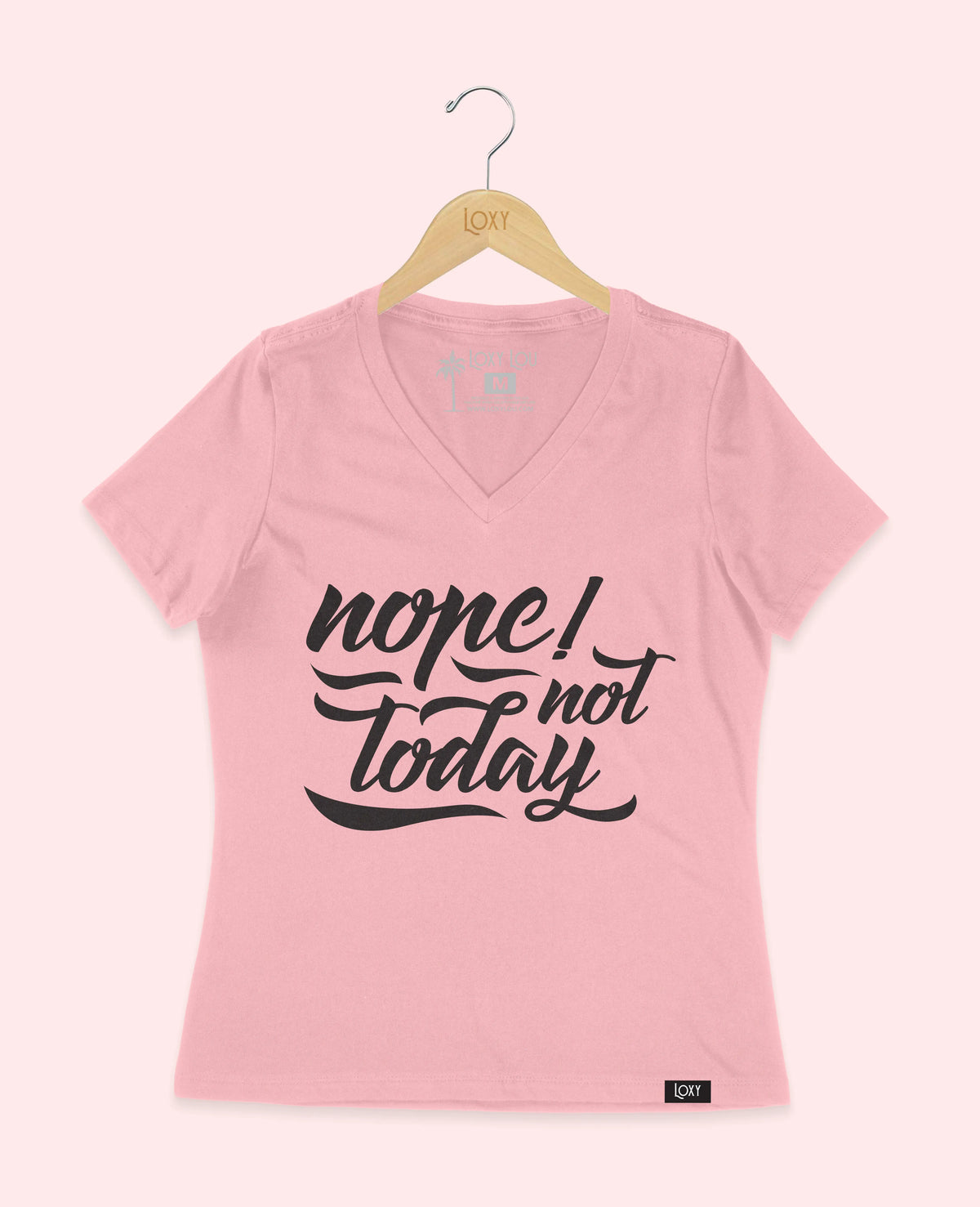 Pink V-neck 6405 nope not today - white.webp