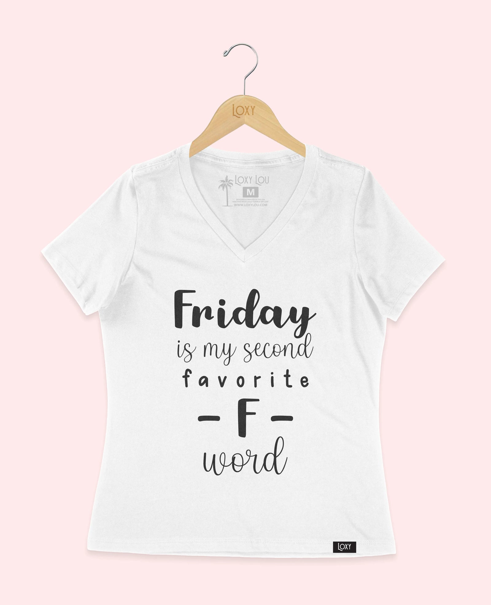 White V-neck 6405 Friday Is My Second Favorite - Black.webp