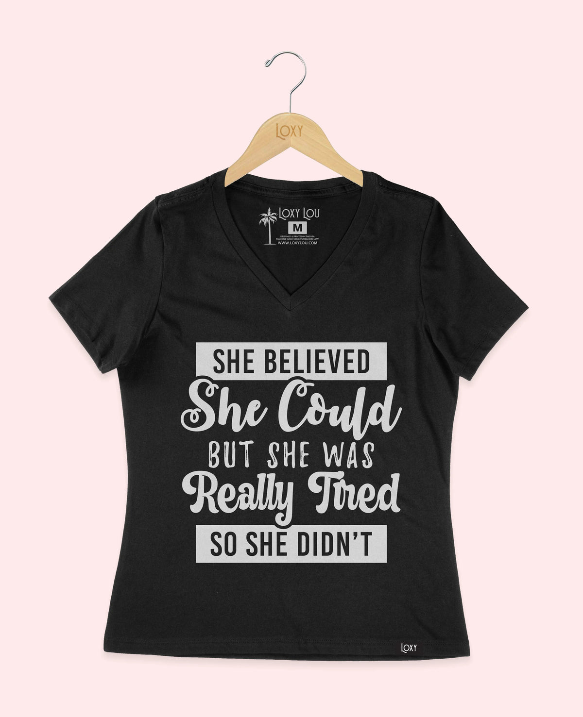 Black V-neck 6405 shebelievedshecould-1.webp