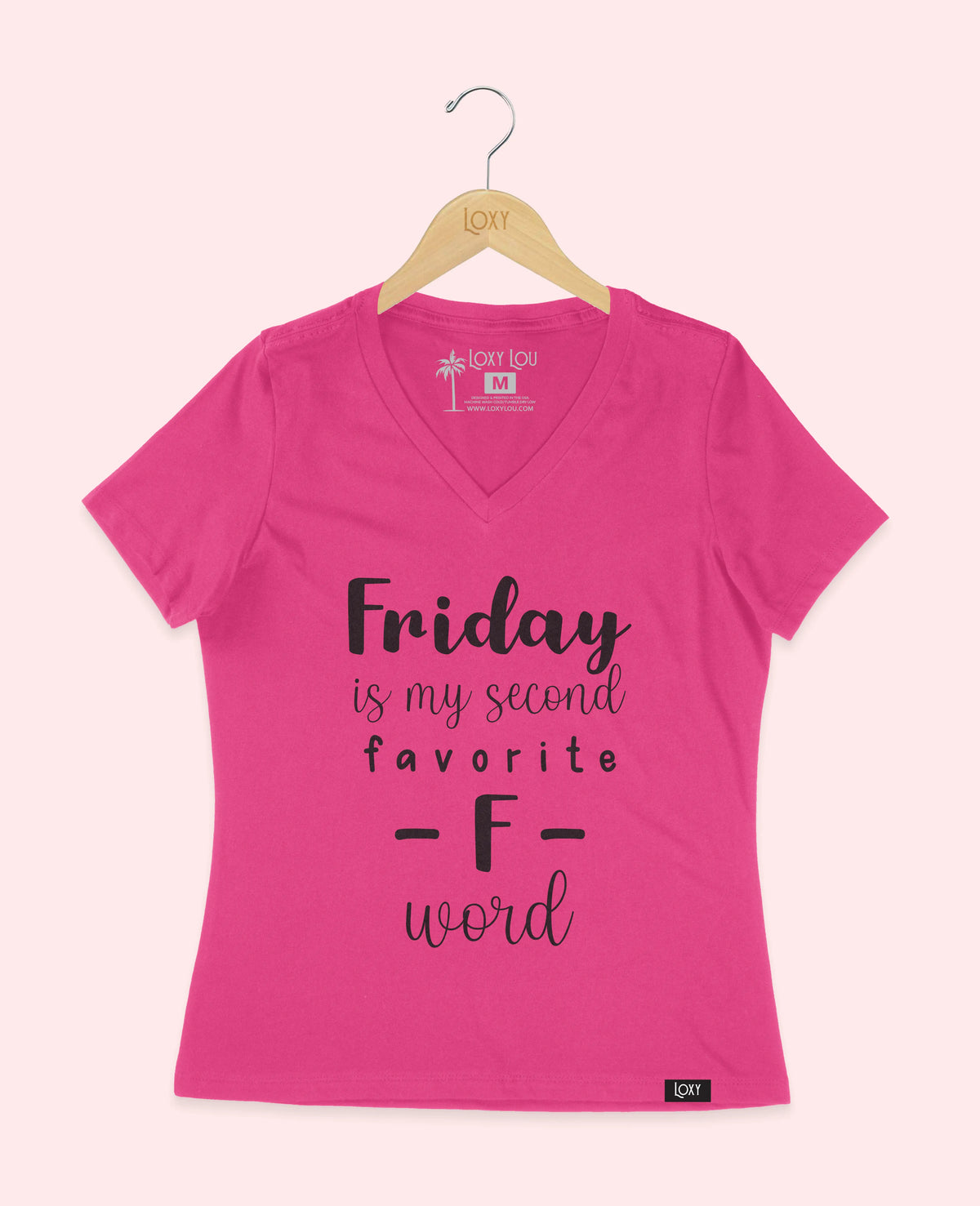 Berry V-neck 6405 Friday Is My Second Favorite - Black.webp