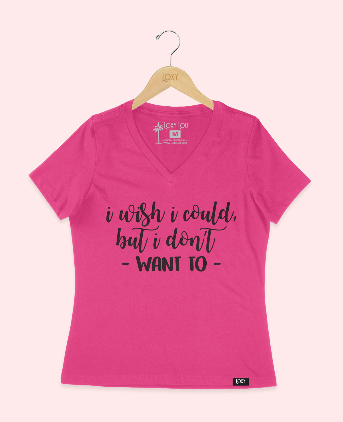 Berry V-neck 6405 I wish I could but I dont want to Black.webp