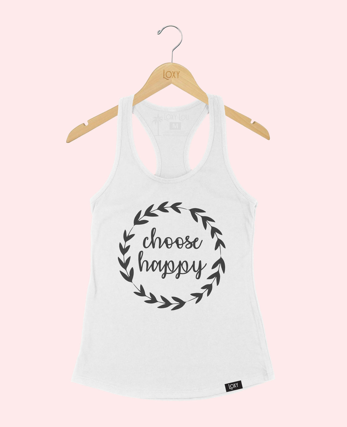 White Tank Top 1533 Choose Happy - Black.webp