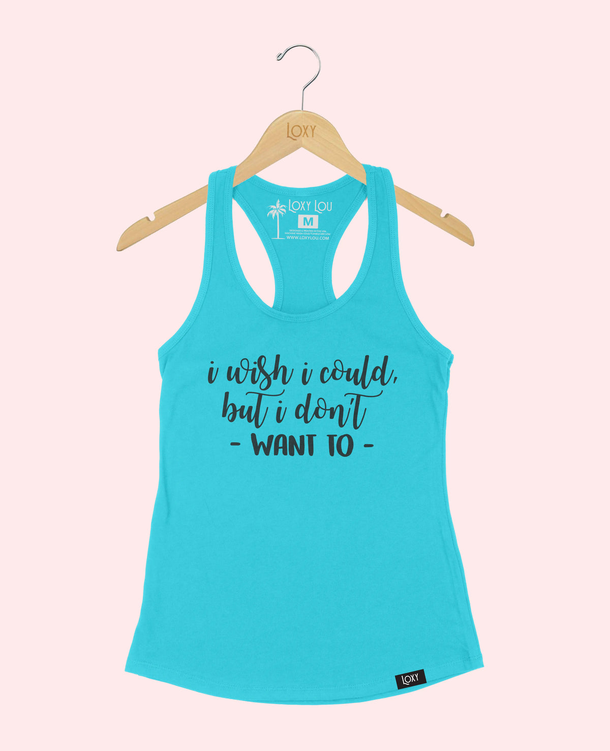 Teal Tank Top 1533 I wish I could but I dont want to Black.webp