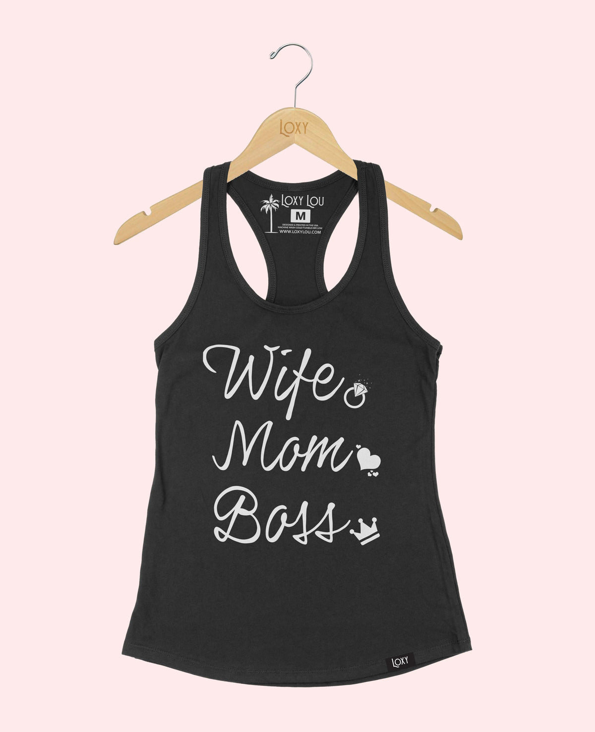 Black Tank Top 1533 wife mom boss logo - black.webp