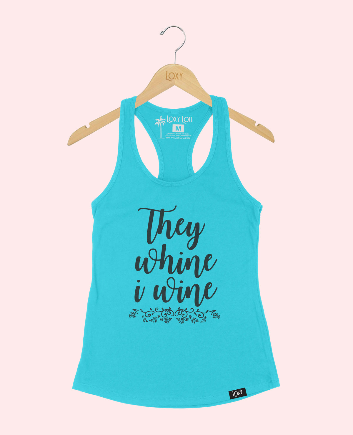 Teal Tank Top 1533 They whine I wine - black.webp