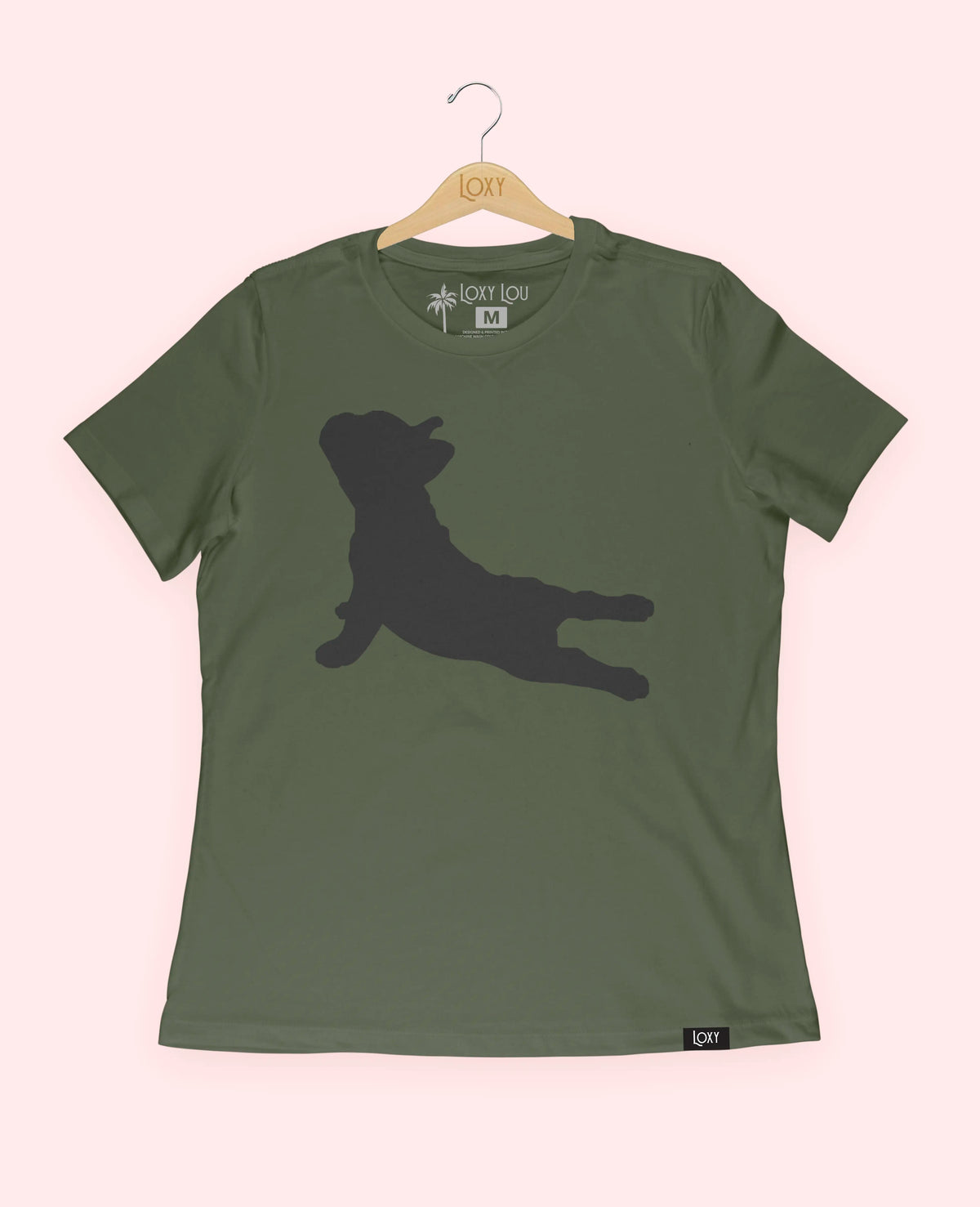 Military Green Tee 6400 frenchieyoga1bk.webp