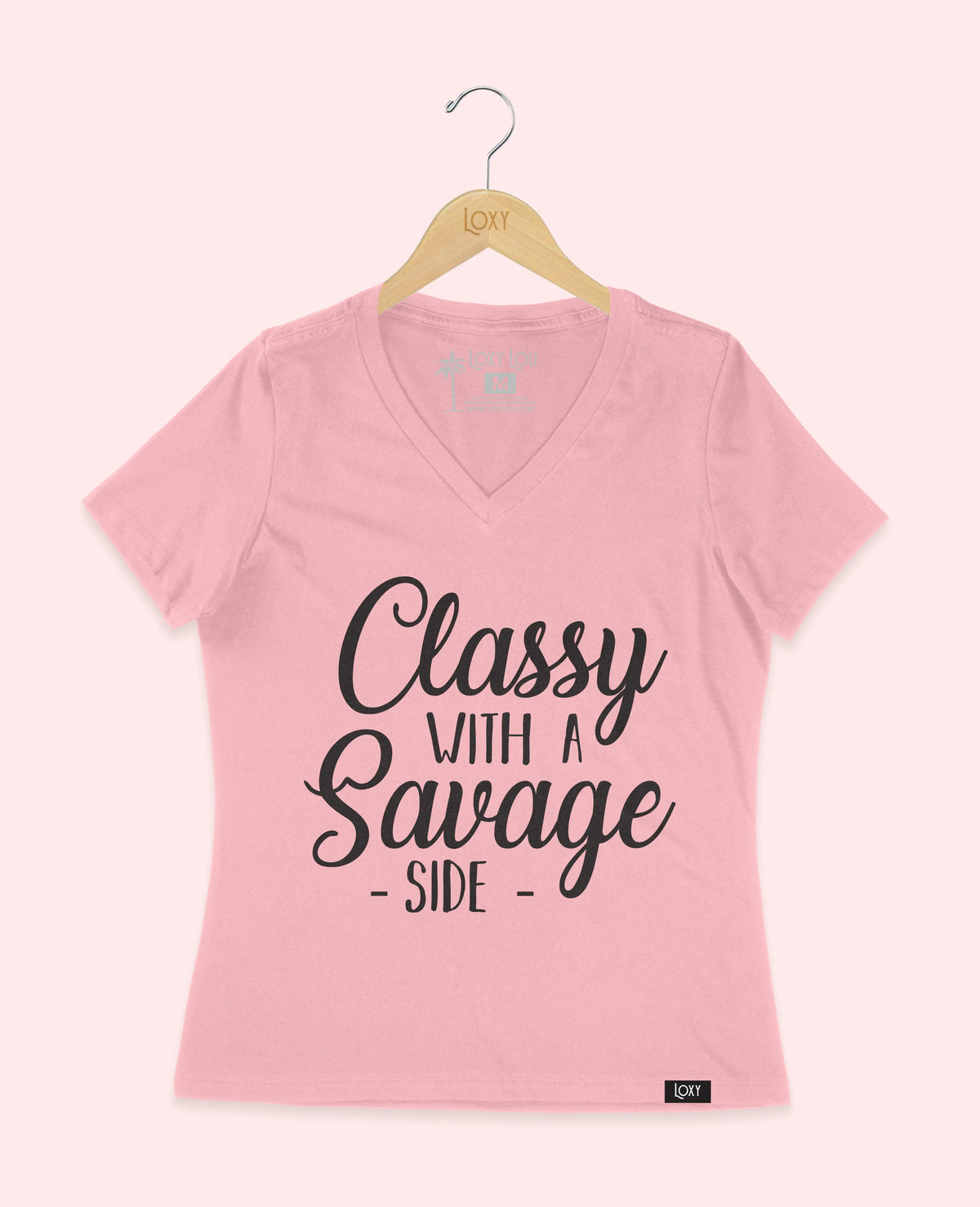 Pink V-neck 6405 Classy as savage.webp