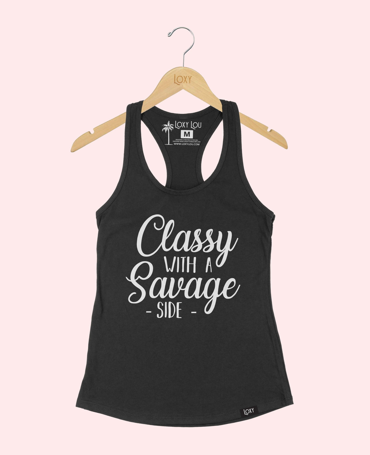 Black Tank Top 1533 Classy as savage WHITE.webp