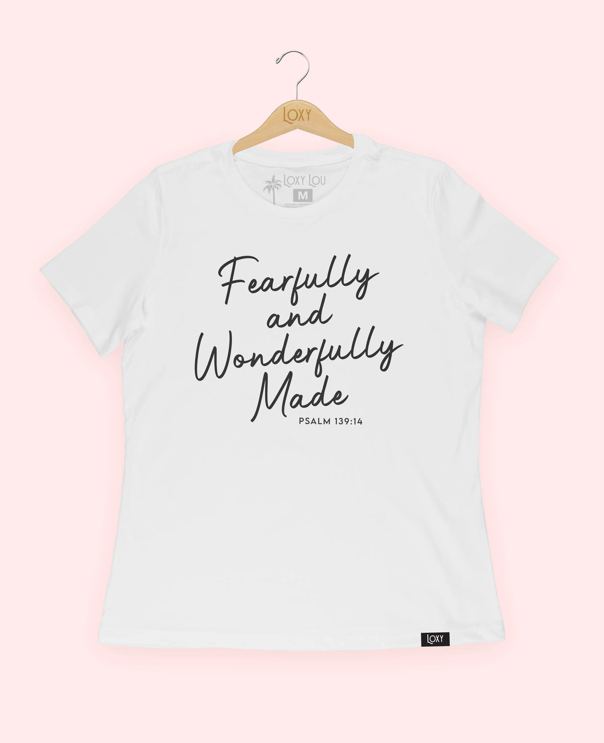 White Tee 6400 Fearfully and Wonderfully Made - Black.webp