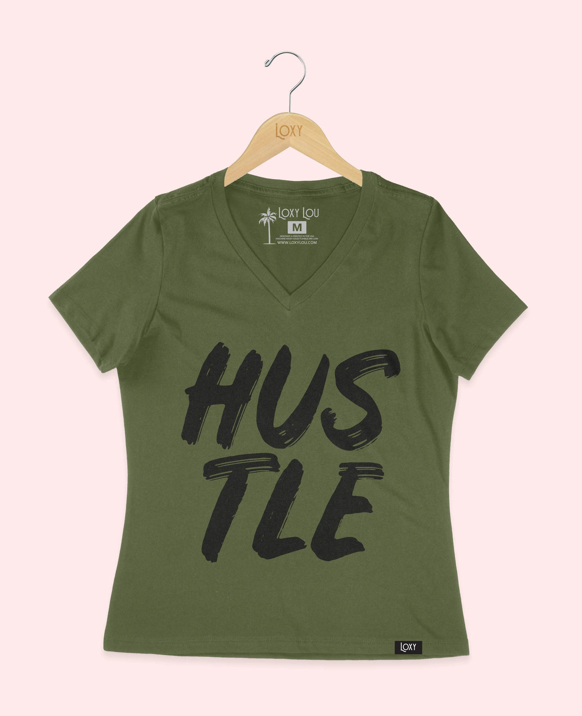 Military Green V-neck 6405 hustle1w.webp