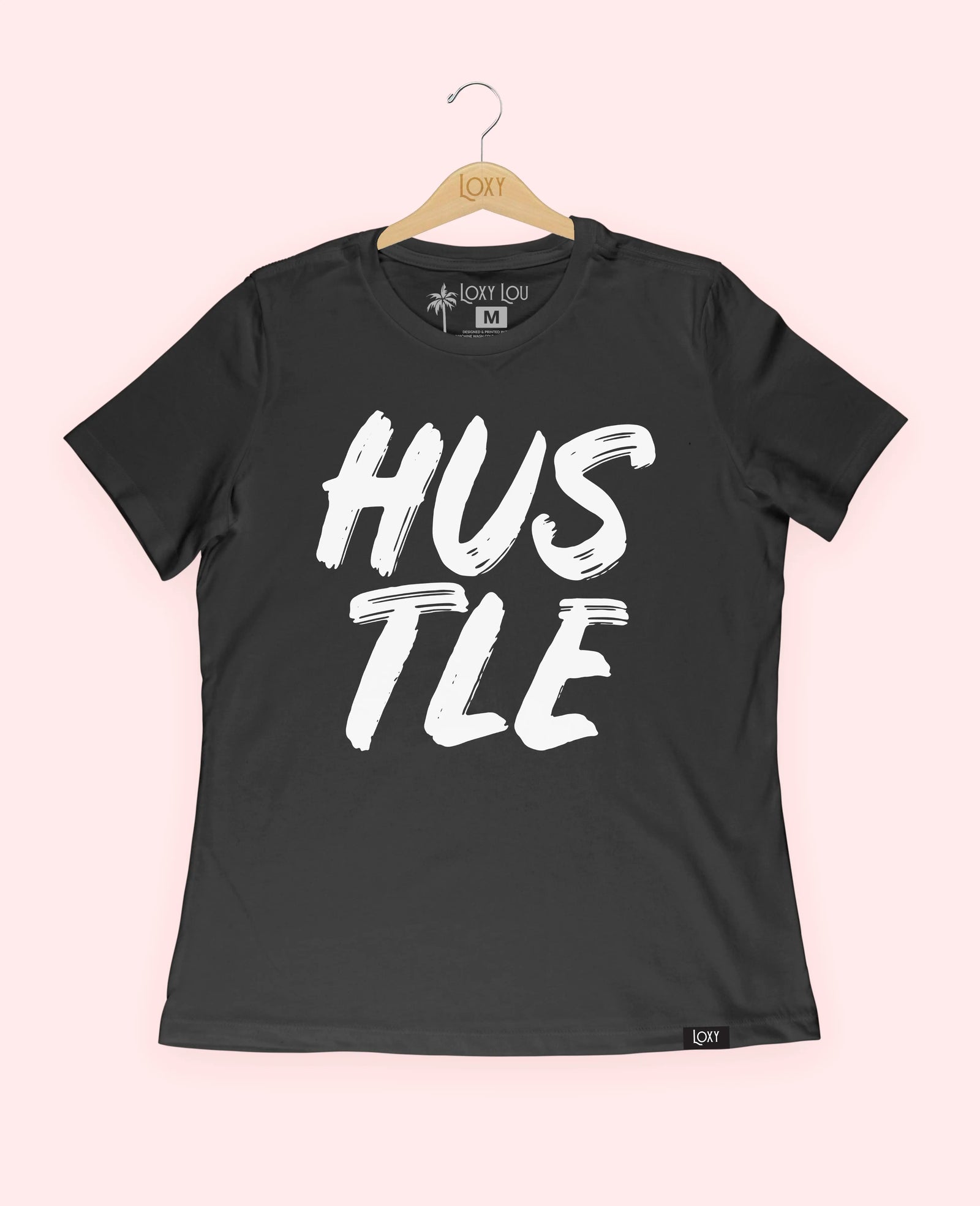 Black Tee 6400 hustle1bk.webp