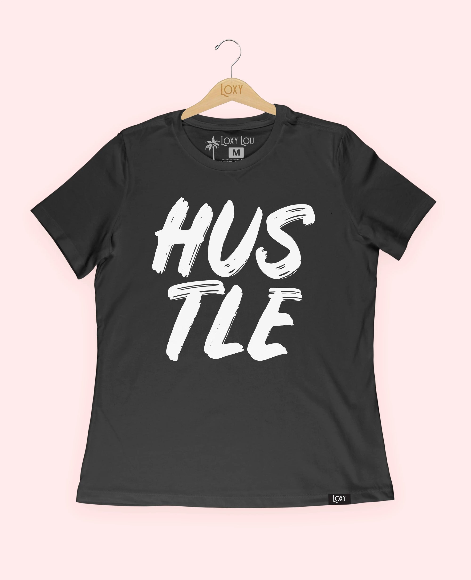 Black Tee 6400 hustle1bk.webp