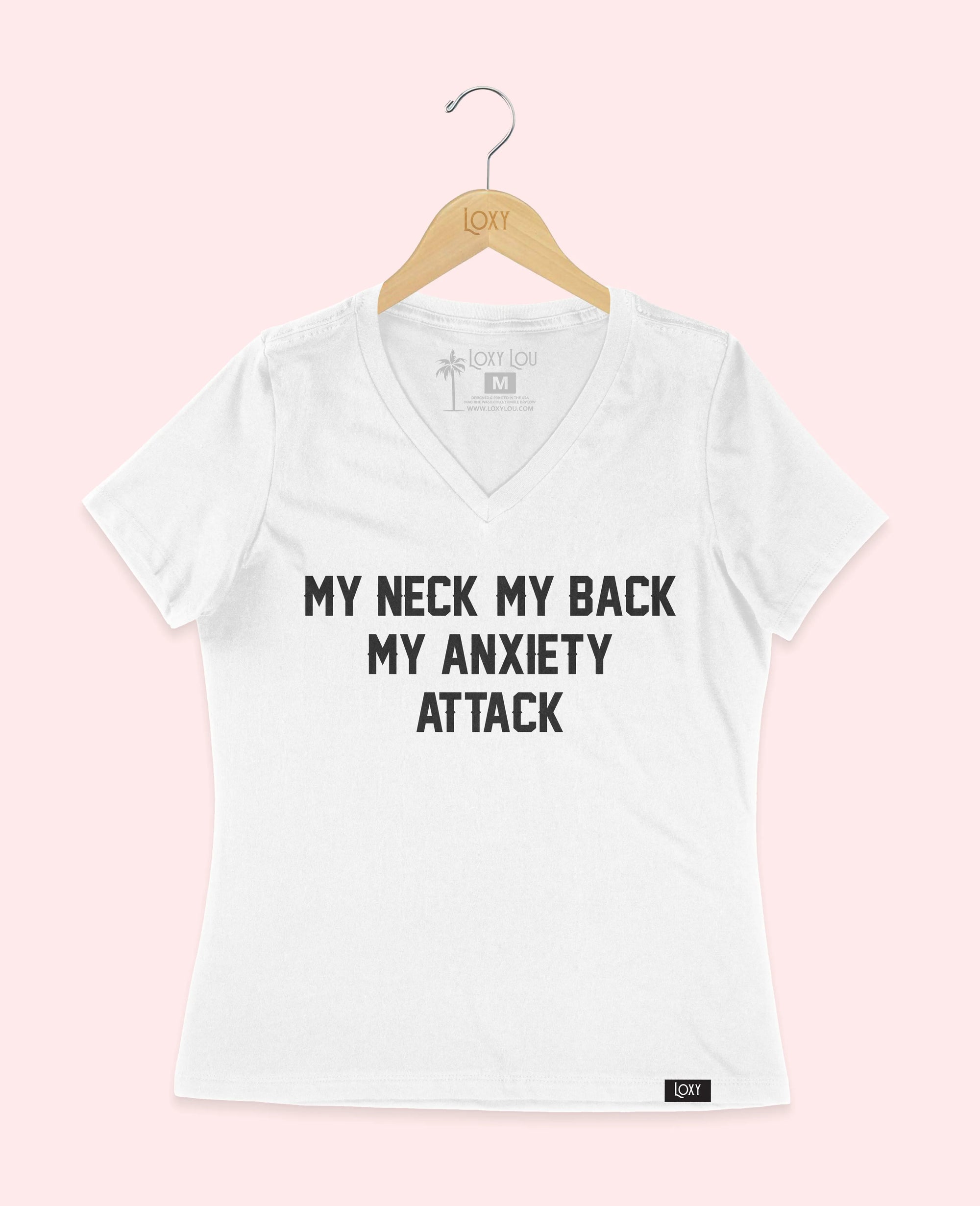 White V-neck 6405 My neck my back - Black.webp