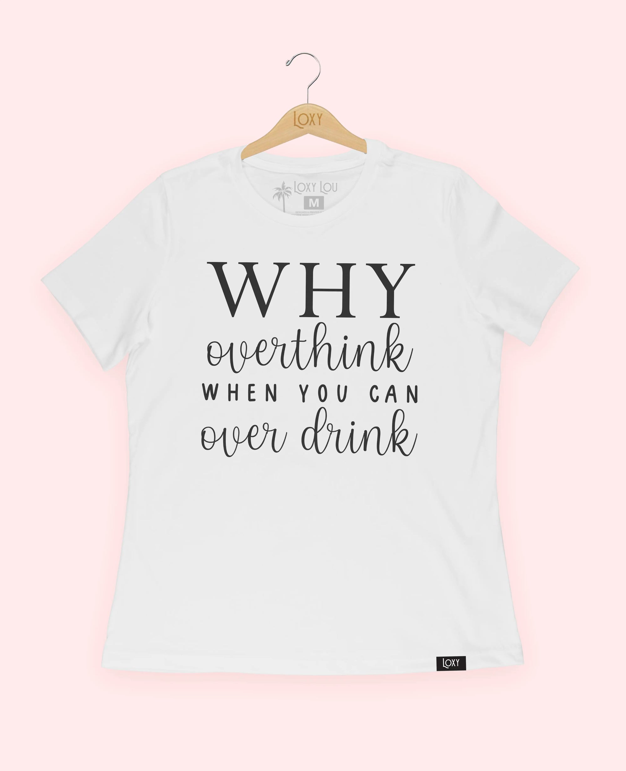 White Tee 6400 Why Overthink - Black.webp