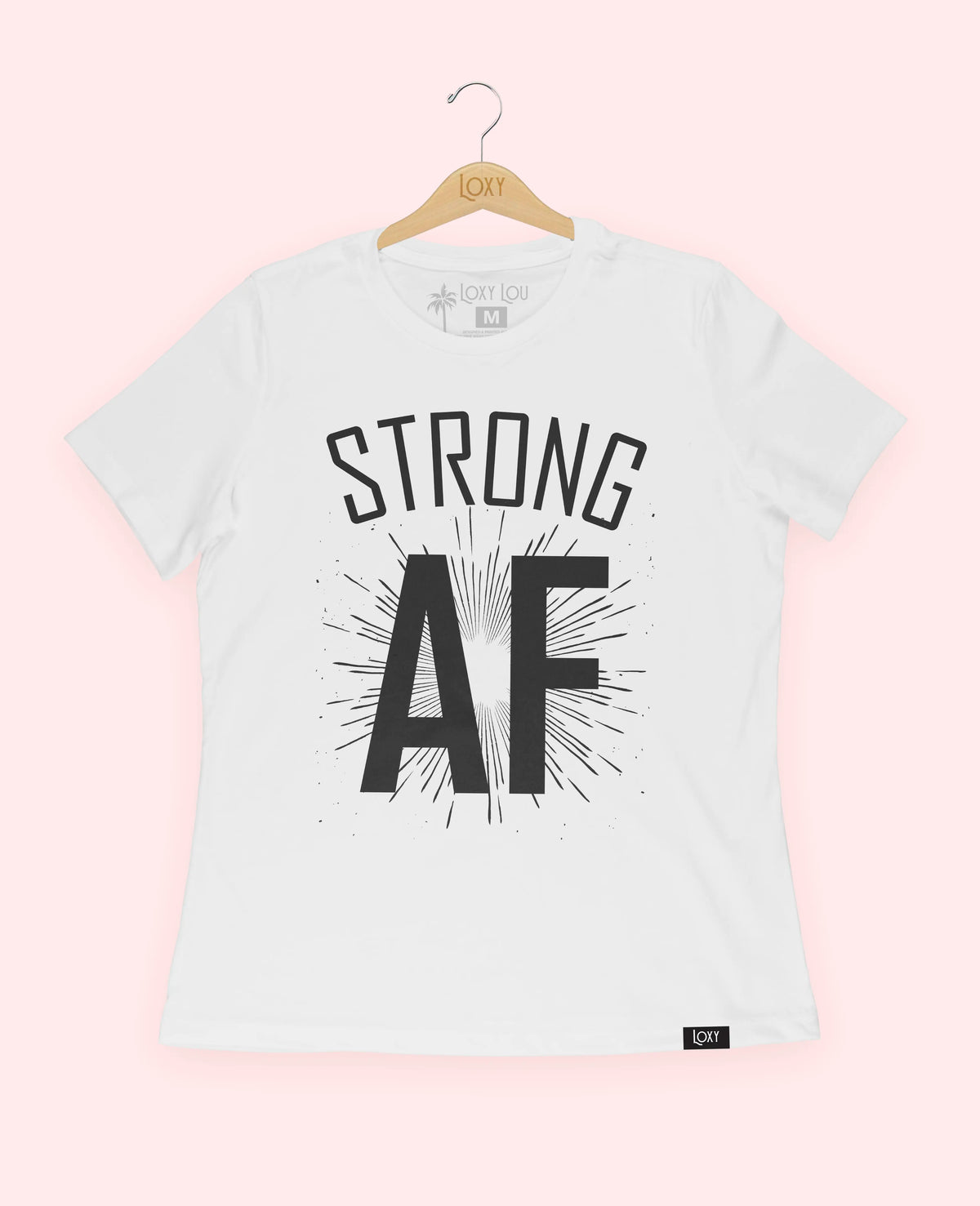 White Tee 6400 Strong AF - black.webp