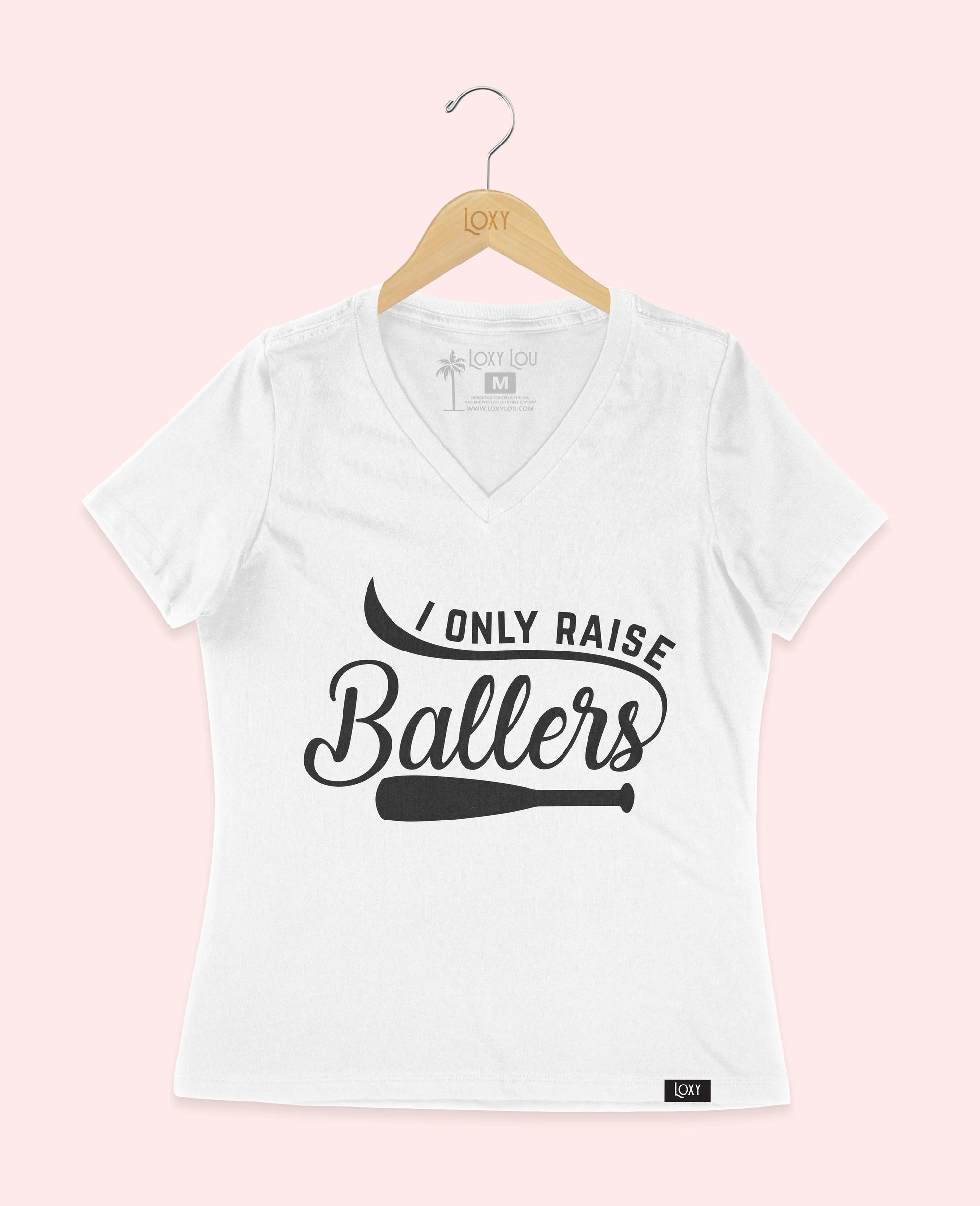 White V-neck 6405 I only raise ballers - white.webp