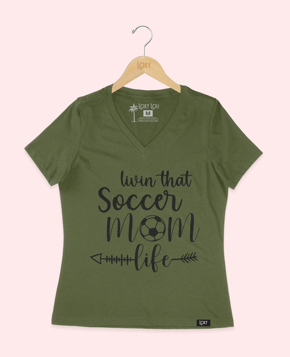 Military Green V-neck 6405 Soccer Mom Life - Black.webp