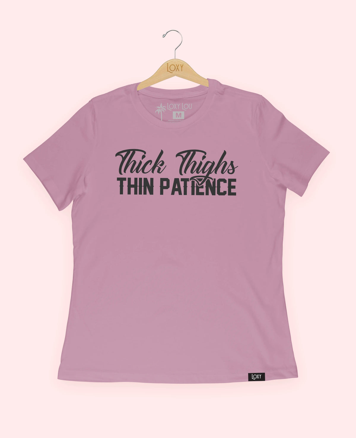 Orchid Tee 6400 Thick Thighs Thin Patience - Black Logo.webp