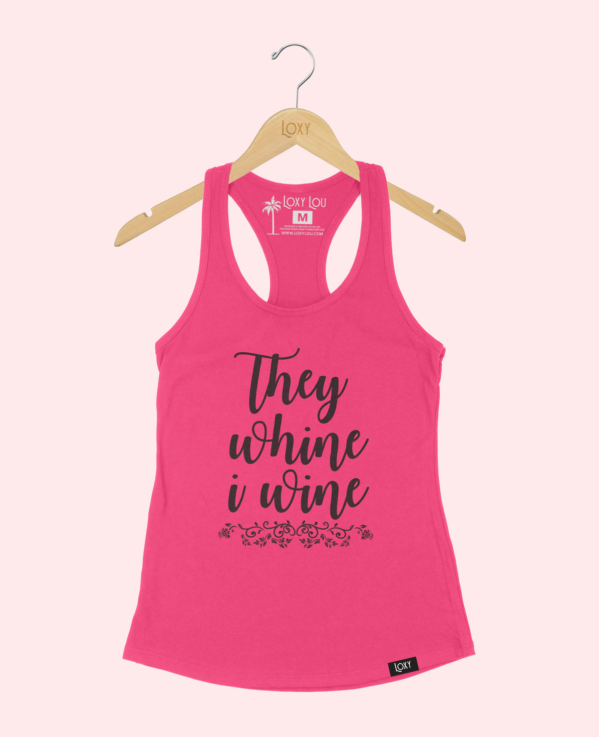 Pink Tank Top 1533 They whine I wine - black.webp