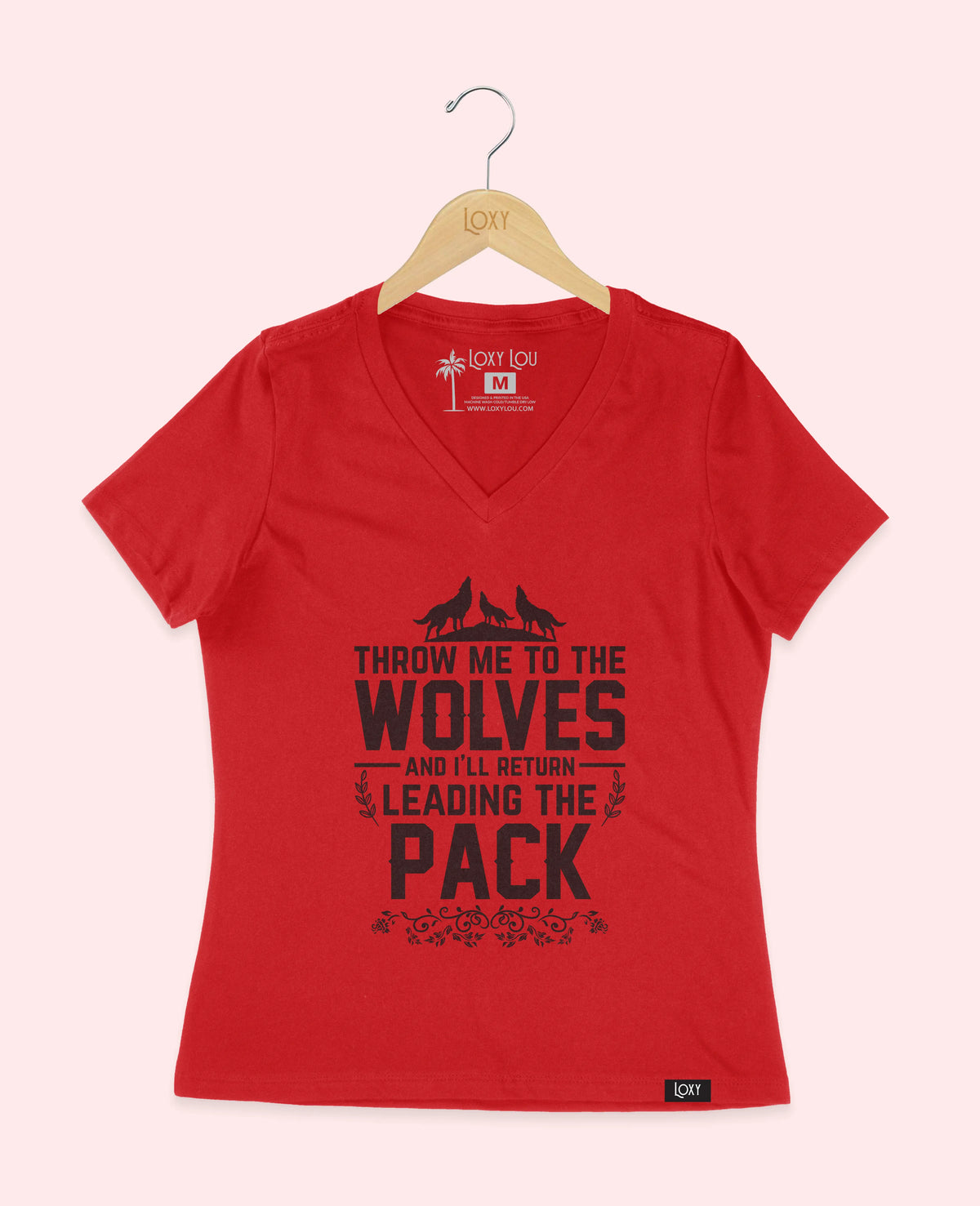 Red V-neck 6405 Throw me to the wolves - white.webp