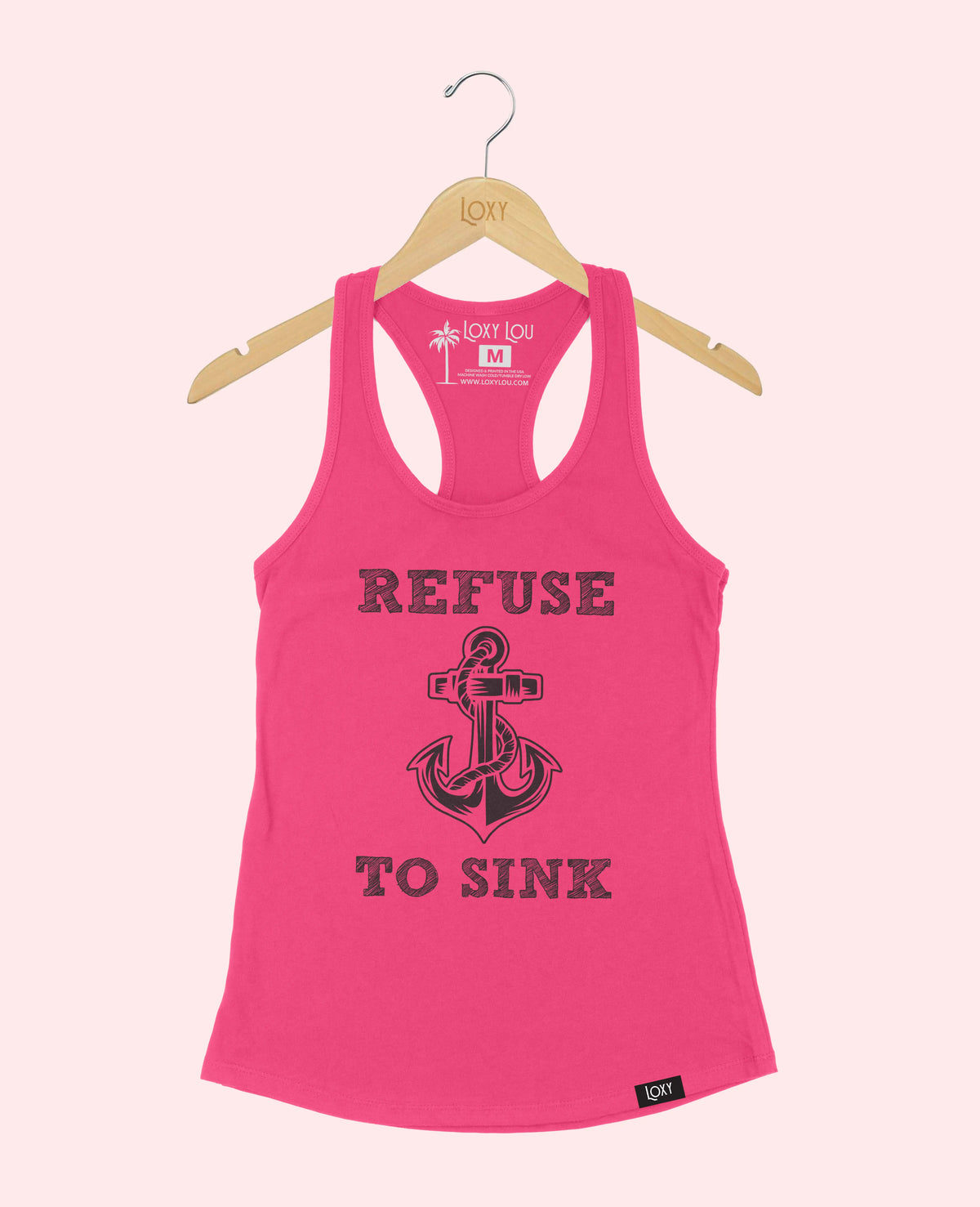 Pink Tank Top 1533 Refuse to Sink Black.webp