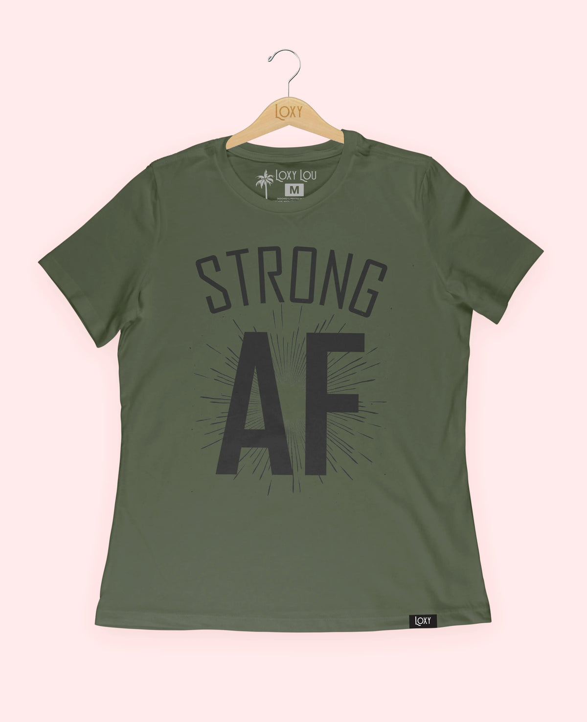 Military Green Tee 6400 Strong AF - black.webp