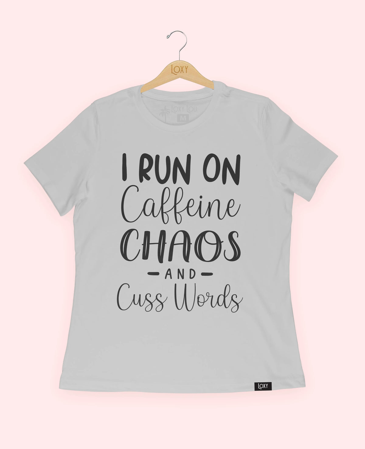 Silver Tee 6400 Caffeine Chaos &amp; Cuss Words - Black.webp