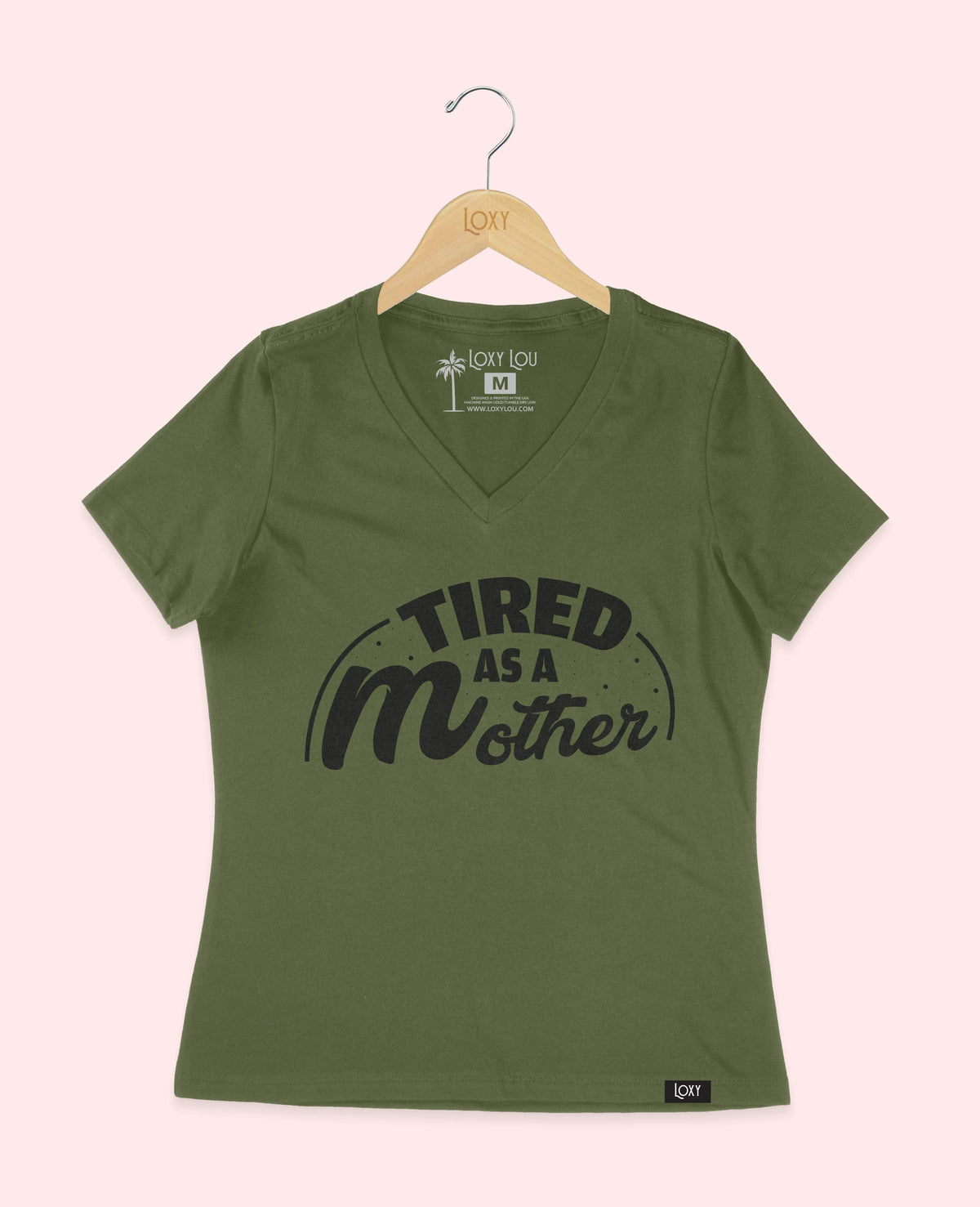 Military Green V-neck 6405 tiredasamother1w.webp