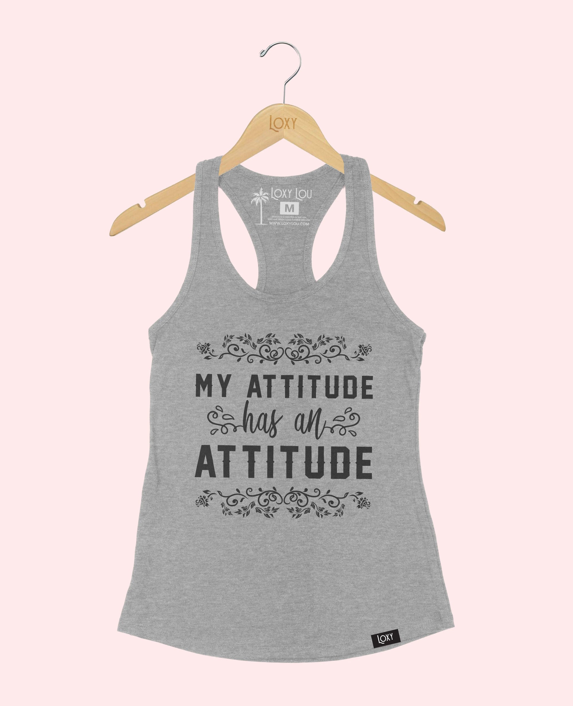 Heather Gray Tank Top 1533 my attitude has an attitude - white.webp