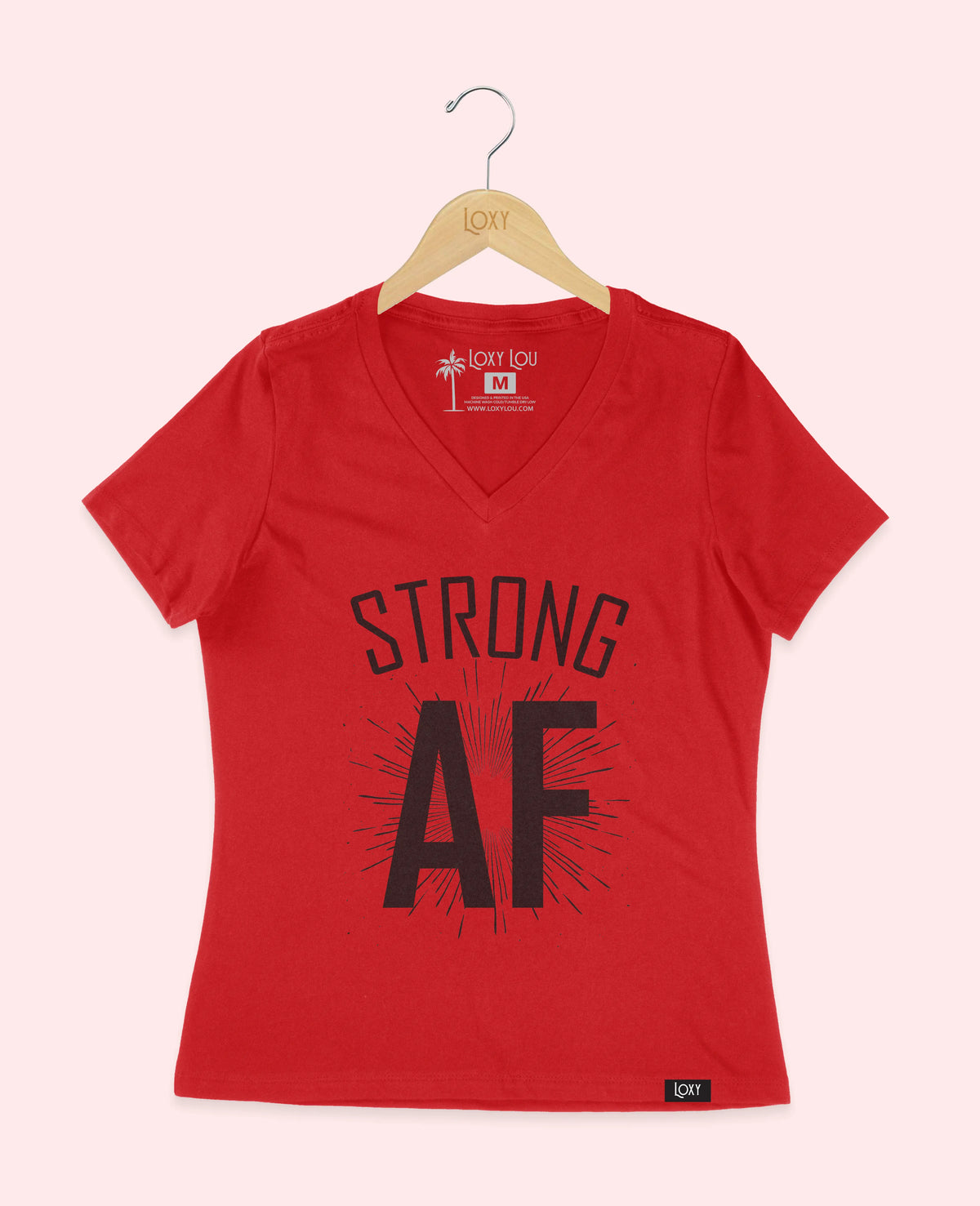 Red V-neck 6405 Strong AF - black.webp