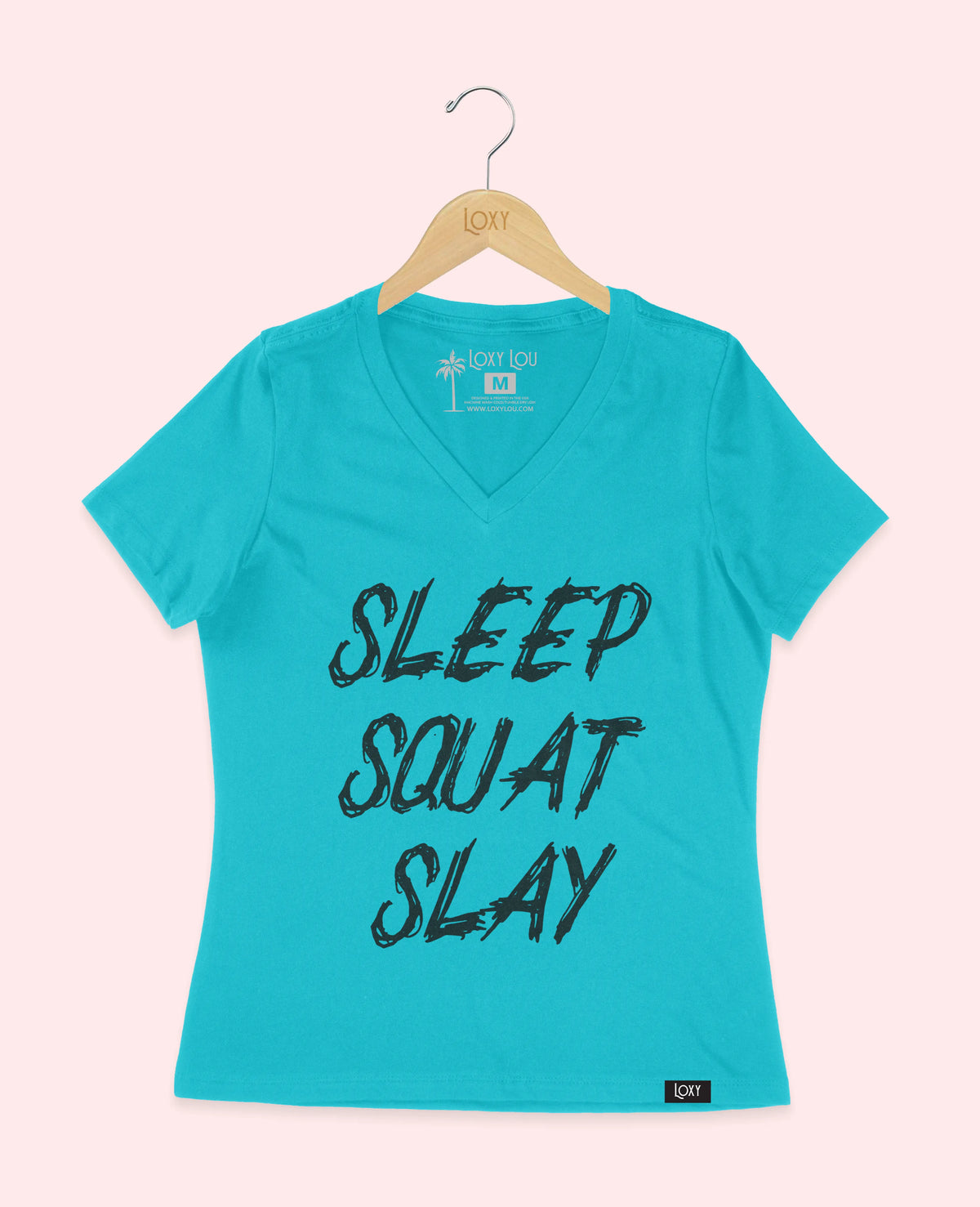 Turquiose V-neck 6405 Sleep Squat Slay - White.webp