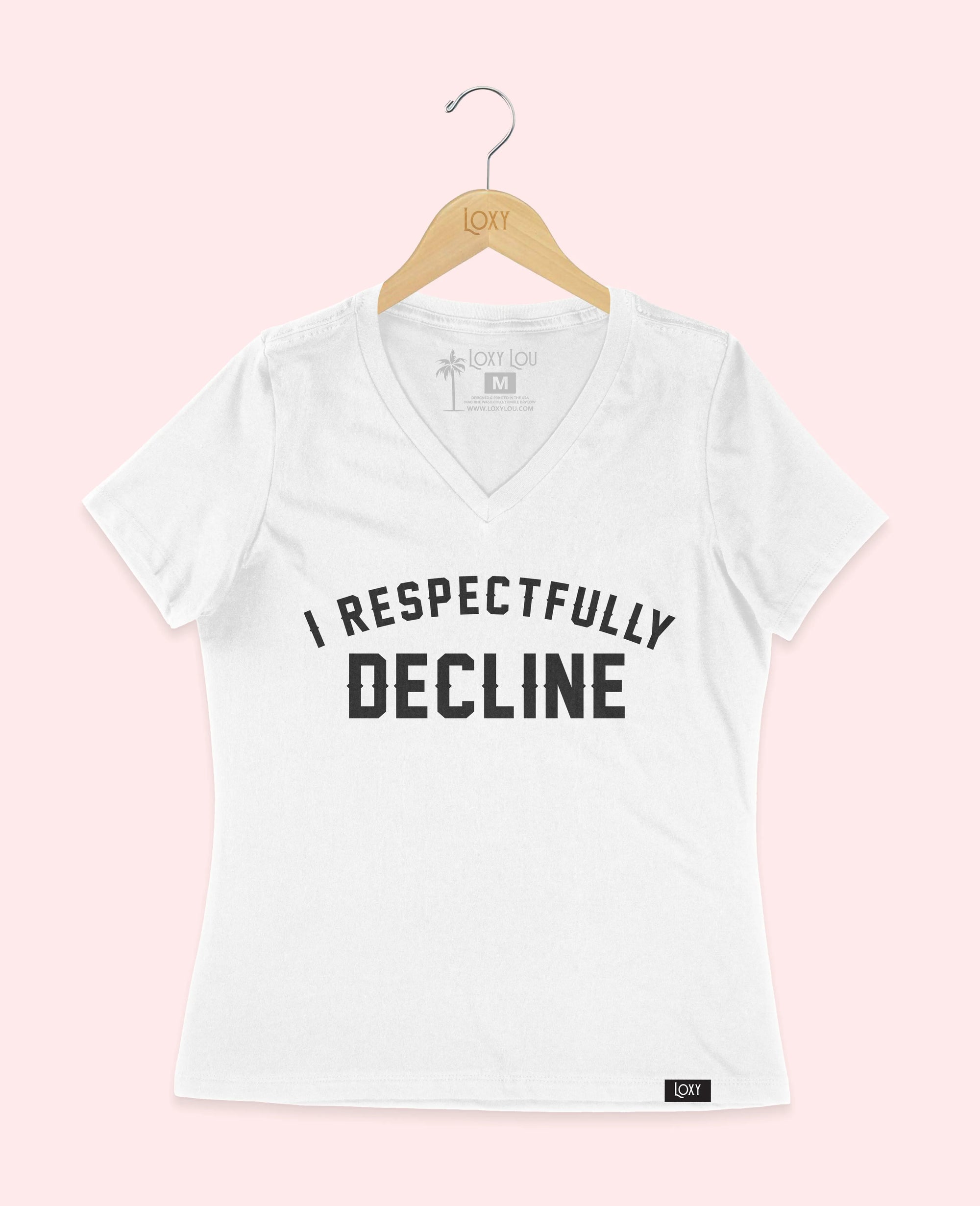 White V-neck 6405 I respectfully decline - black.webp