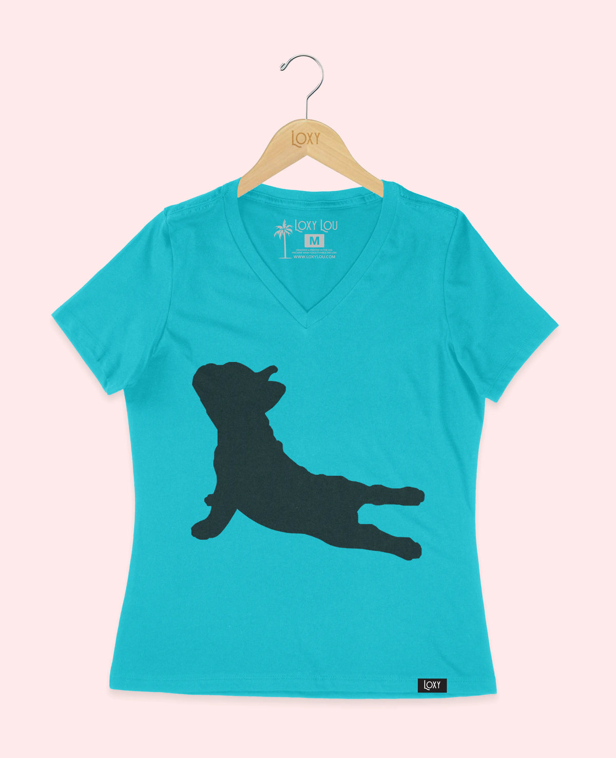 Turquiose V-neck 6405 frenchieyoga1bk.webp