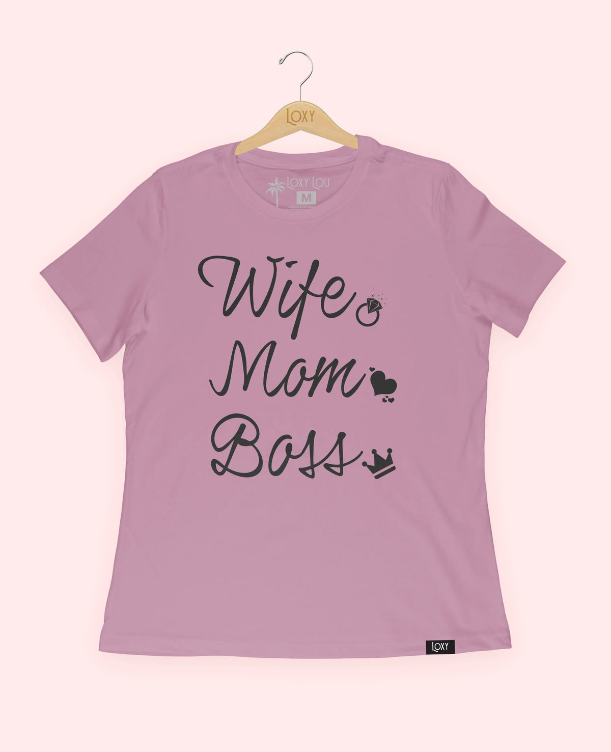 Orchid Tee 6400 wife mom boss logo - white.webp