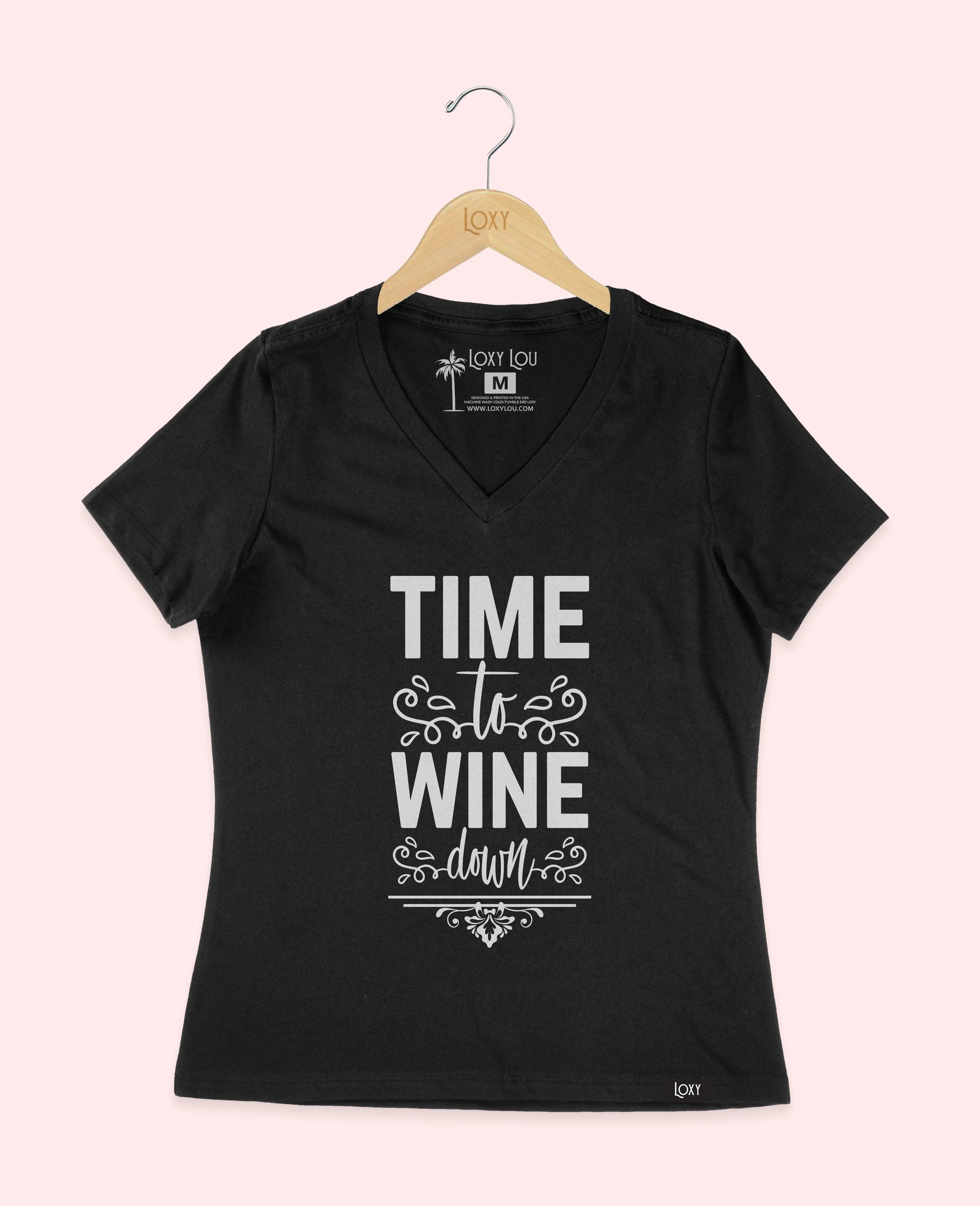 Black V-neck 6405 Time to Whine - White.webp