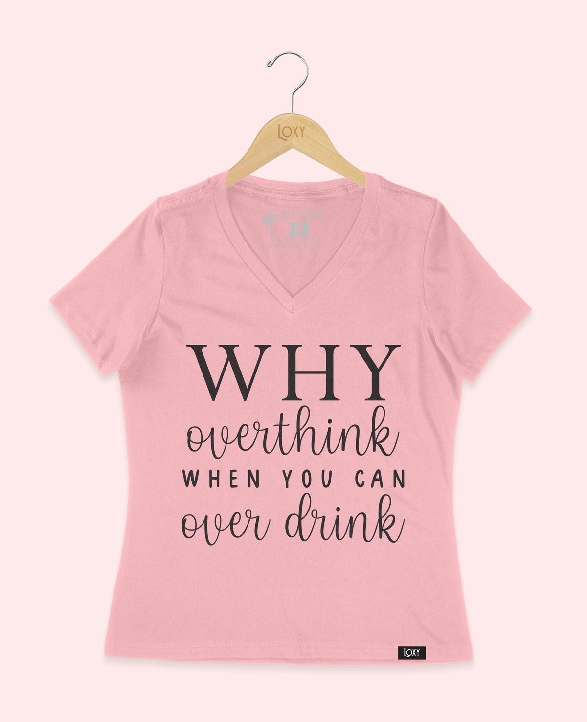 Pink V-neck 6405 Why Overthink - Black.webp