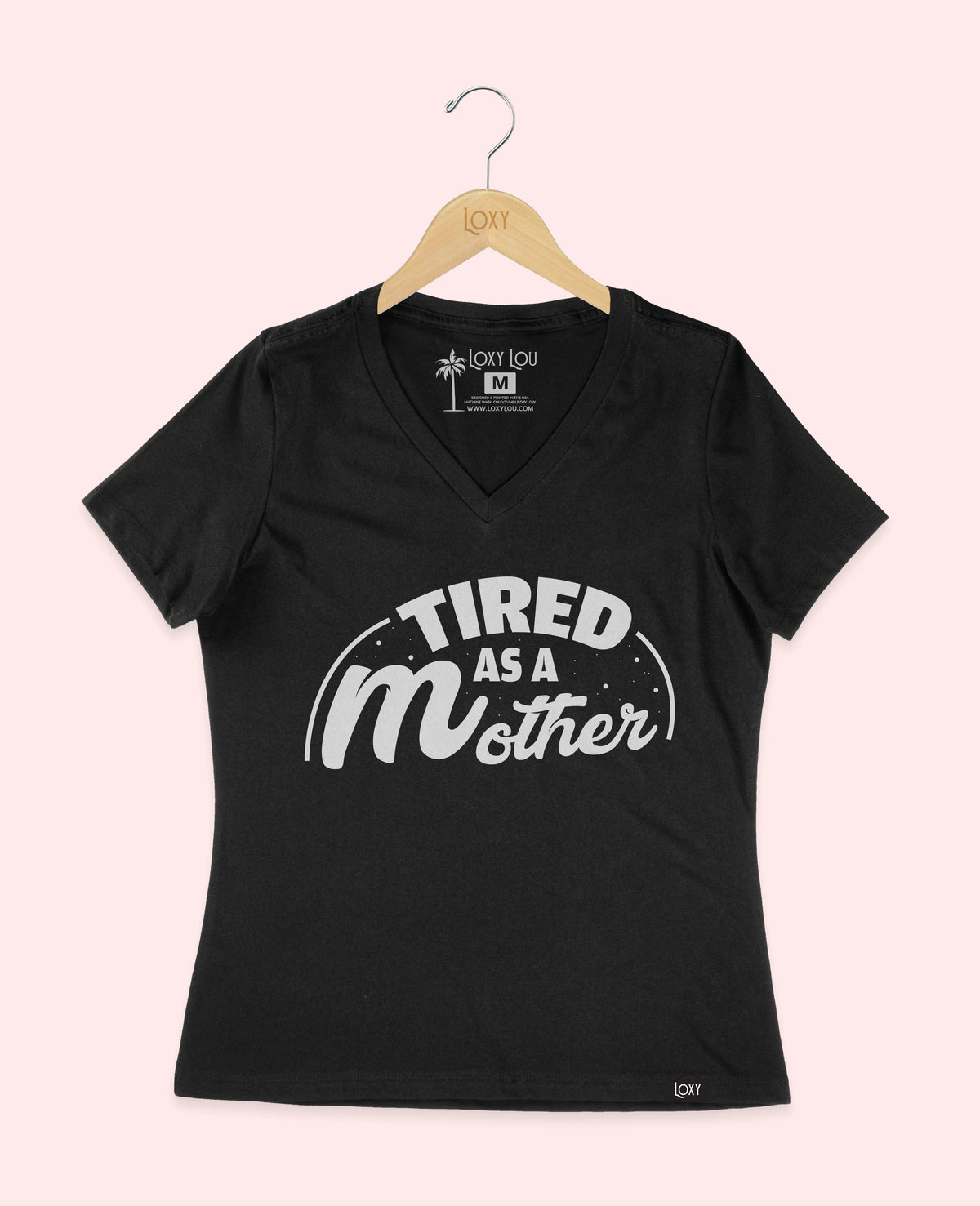 Black V-neck 6405 tiredasamother1bk.webp