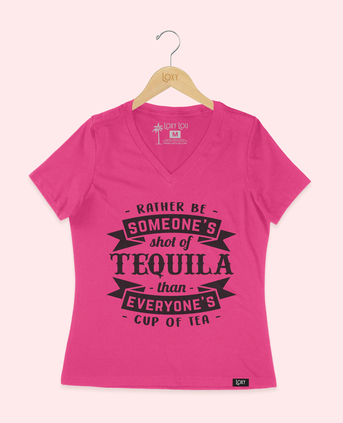 Berry V-neck 6405 Rather be someones shot of tequila blk.webp