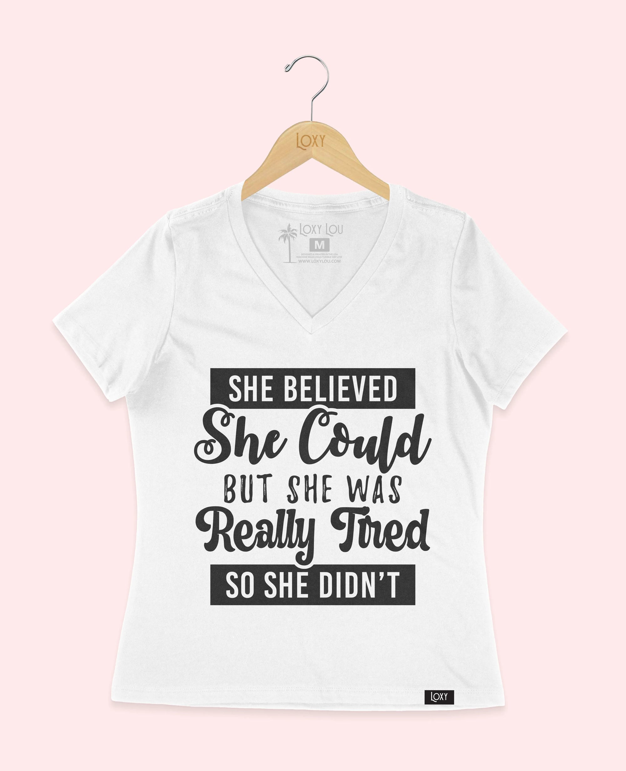 White V-neck 6405 shebelievedshecould-2.webp