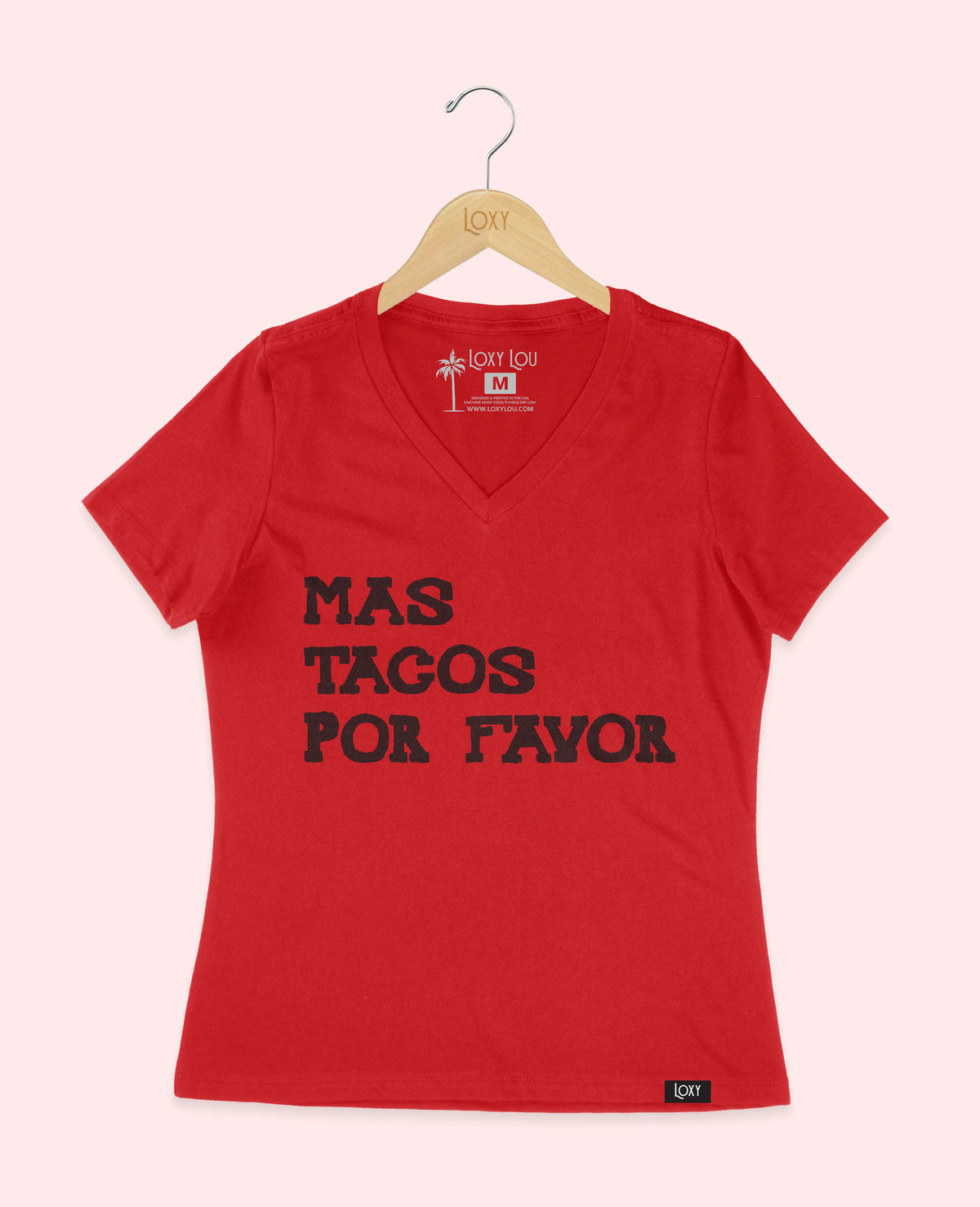 Red V-neck 6405 Mas Tacos Por Favor - Black.webp